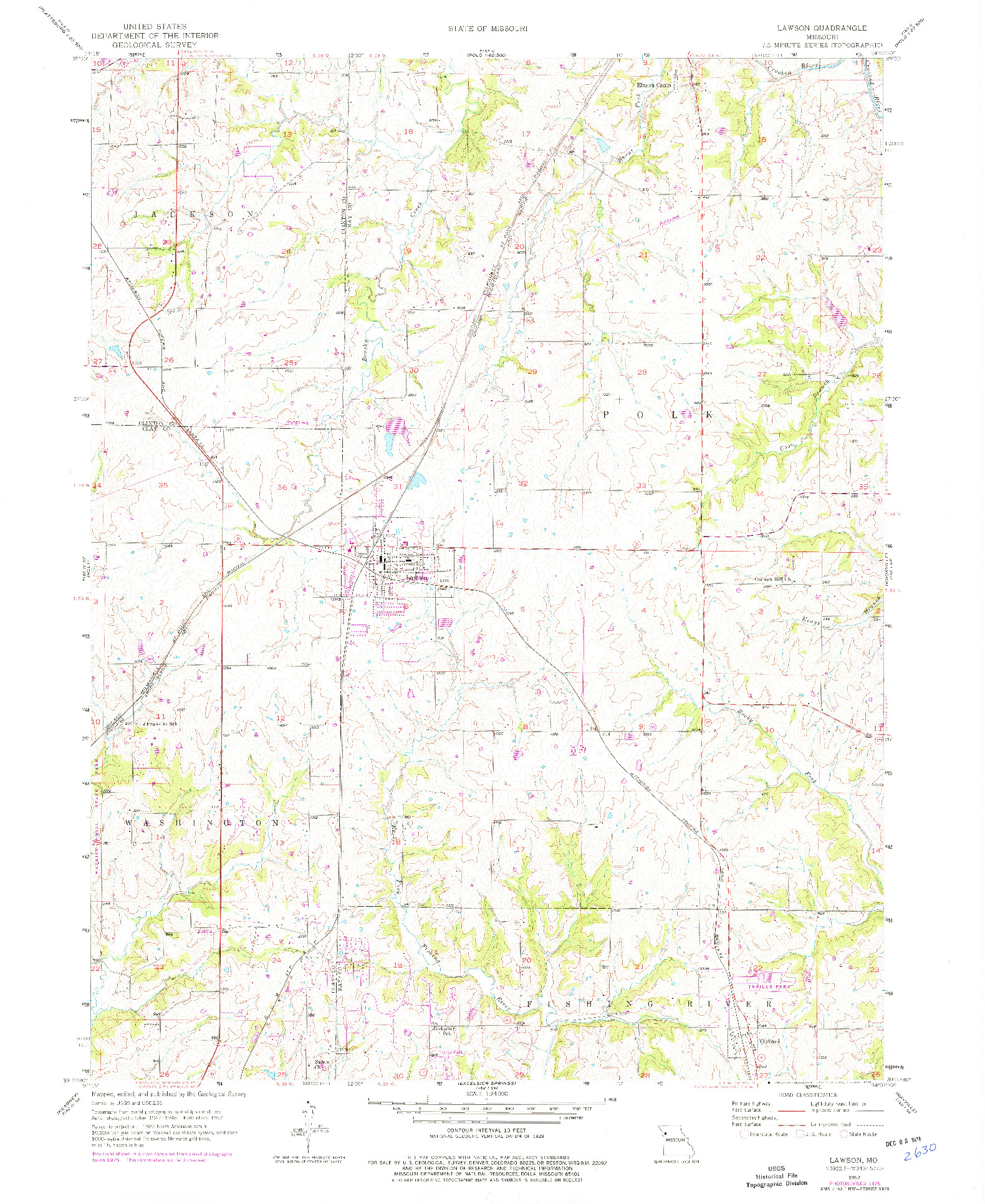 USGS 1:24000-SCALE QUADRANGLE FOR LAWSON, MO 1957