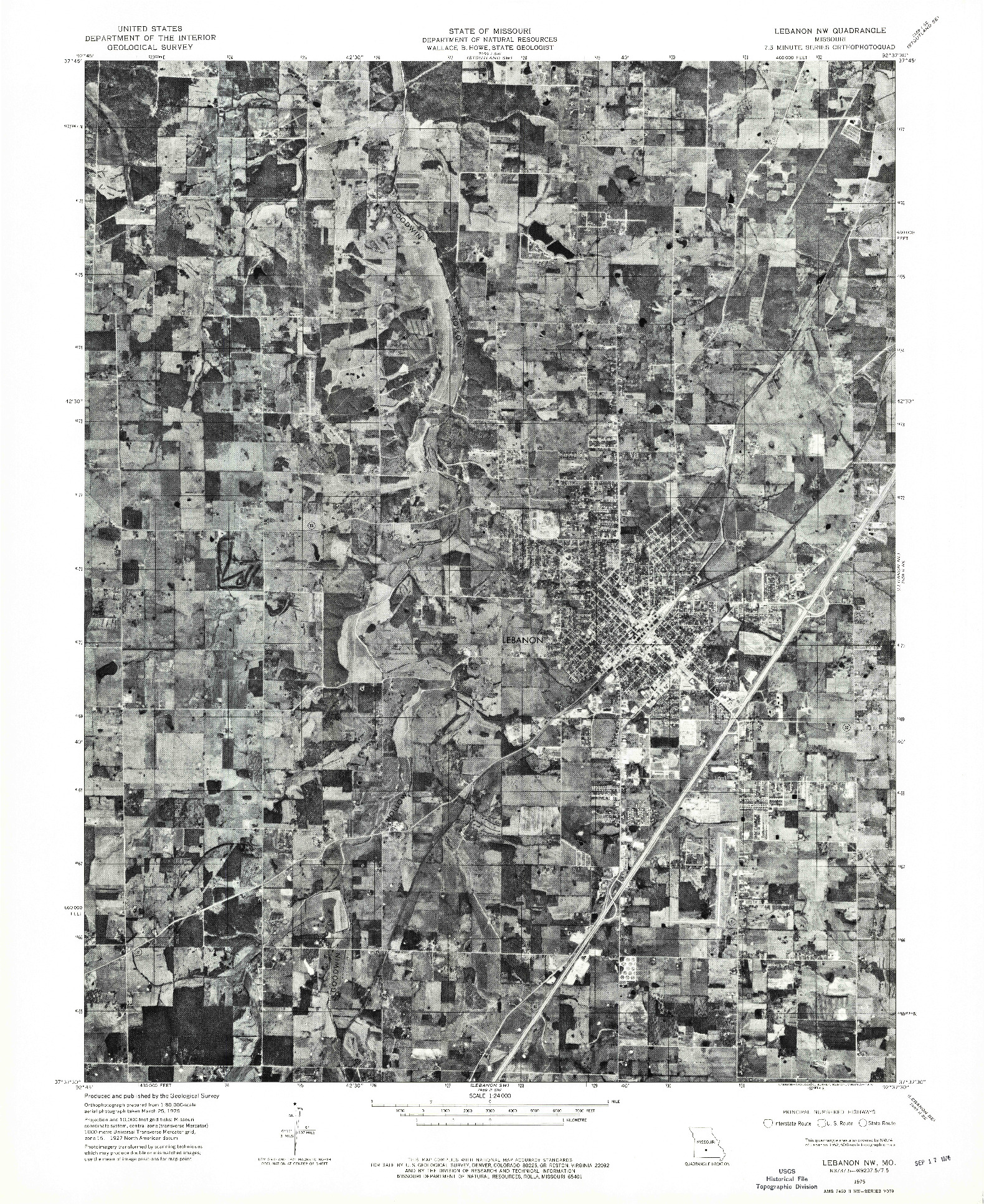 USGS 1:24000-SCALE QUADRANGLE FOR LEBANON NW, MO 1975