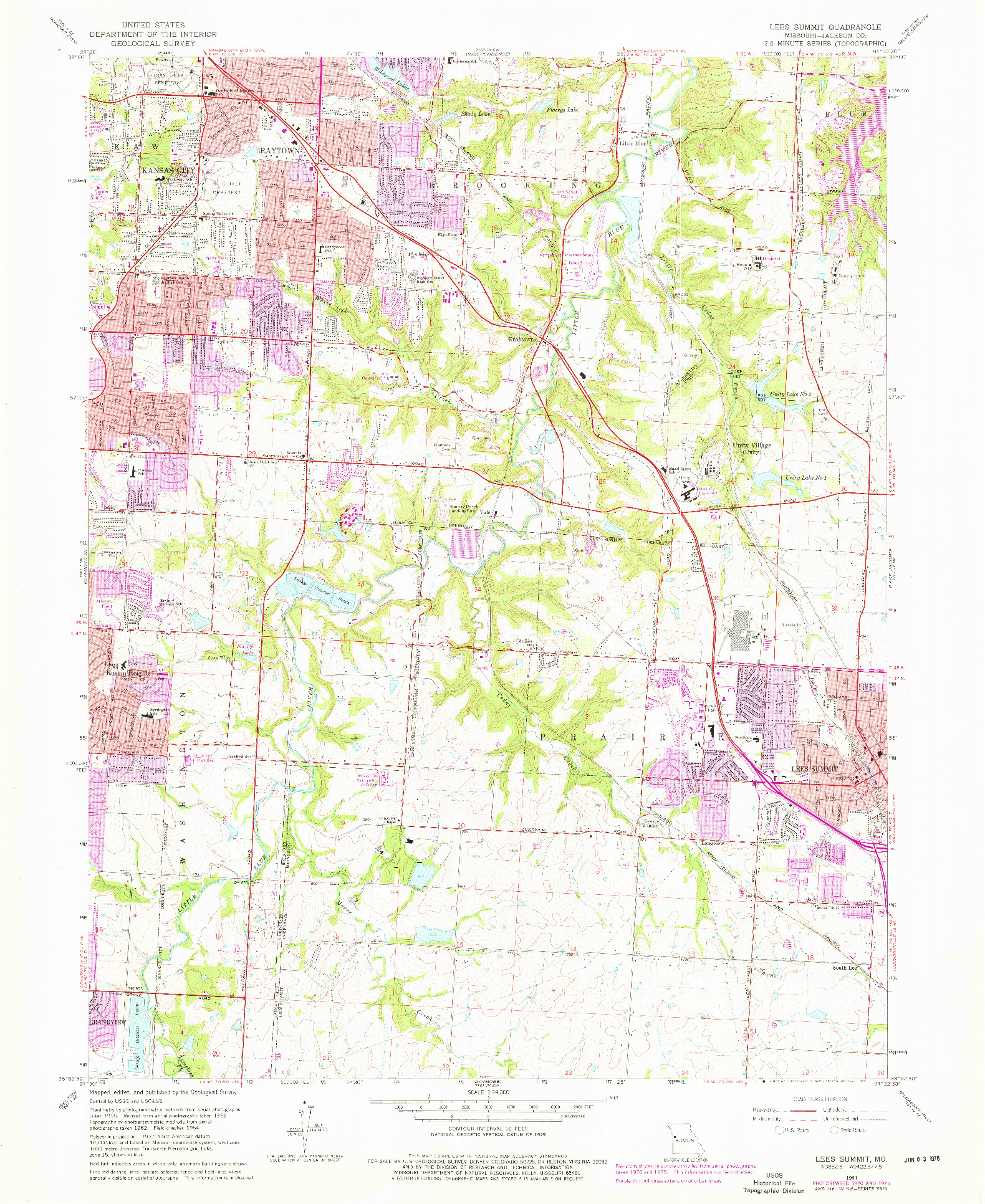 USGS 1:24000-SCALE QUADRANGLE FOR LEES SUMMIT, MO 1964