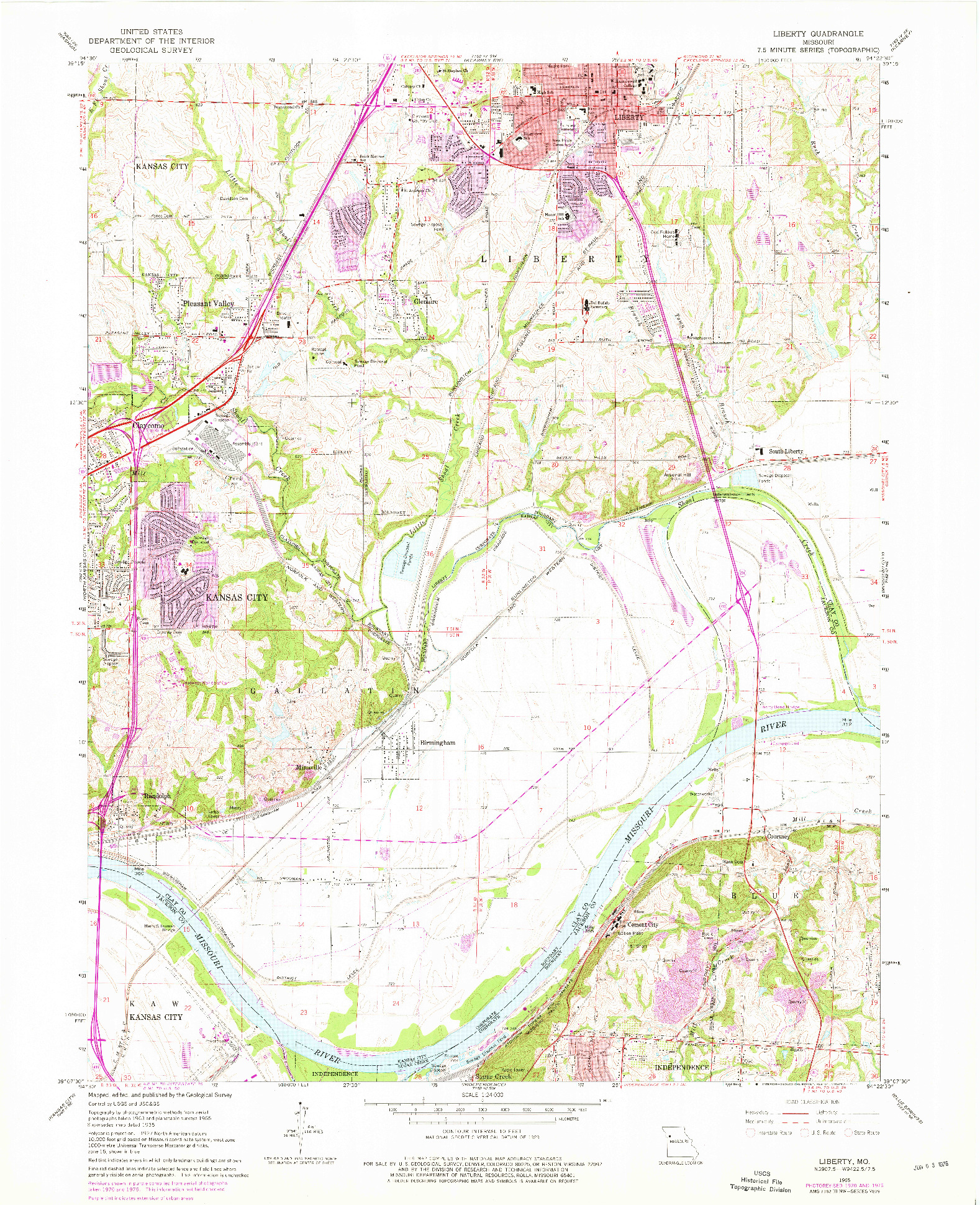 USGS 1:24000-SCALE QUADRANGLE FOR LIBERTY, MO 1965