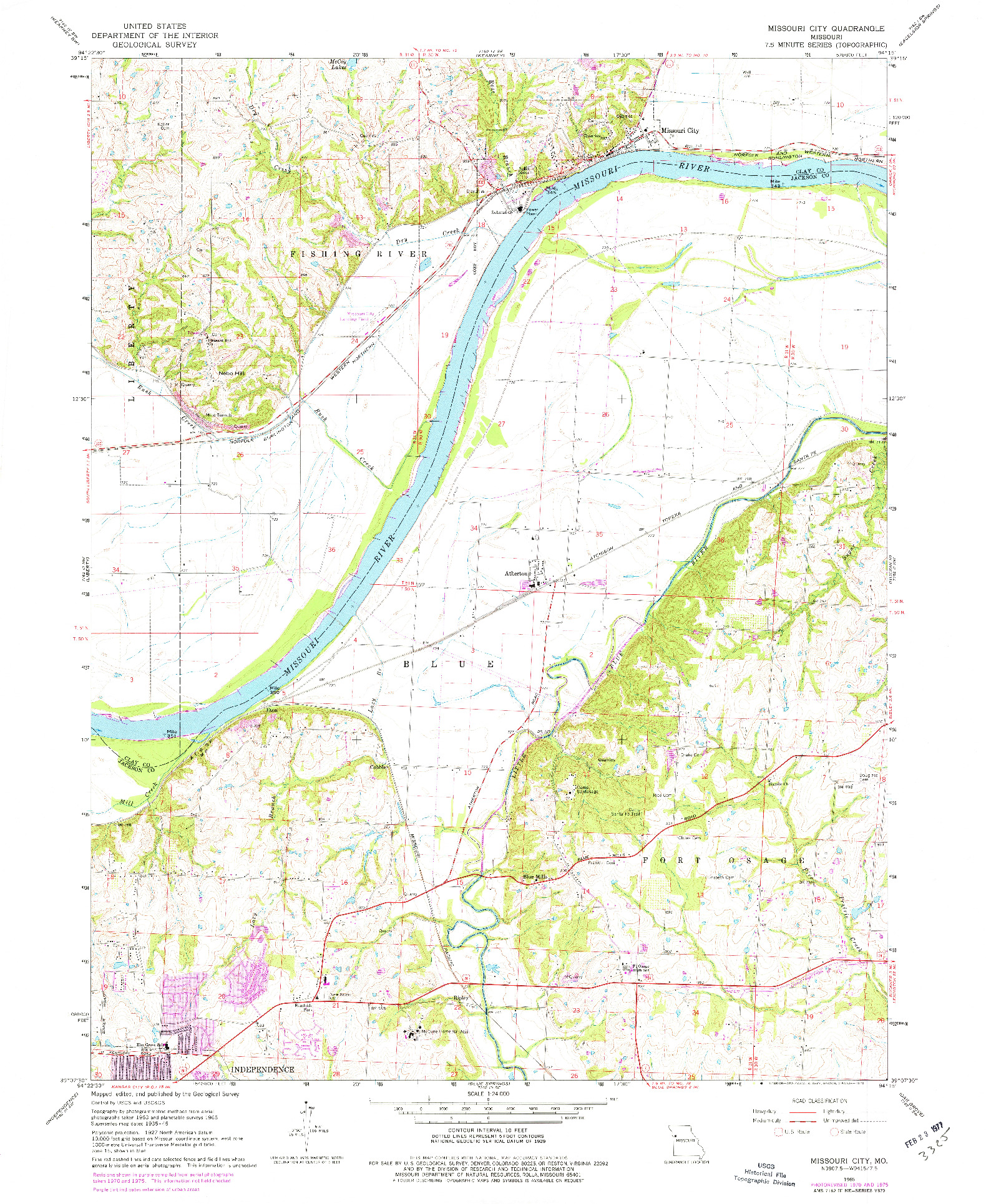 USGS 1:24000-SCALE QUADRANGLE FOR MISSOURI CITY, MO 1965