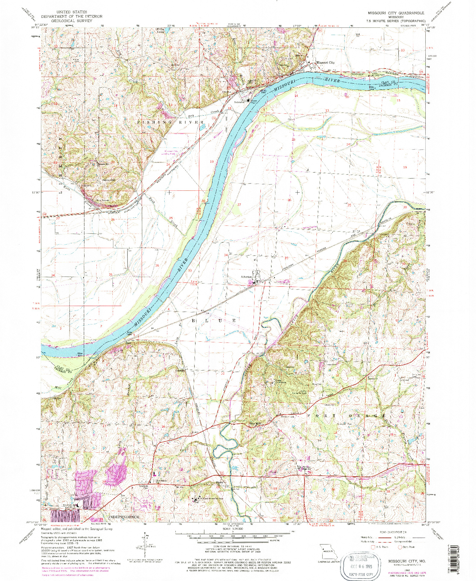 USGS 1:24000-SCALE QUADRANGLE FOR MISSOURI CITY, MO 1965