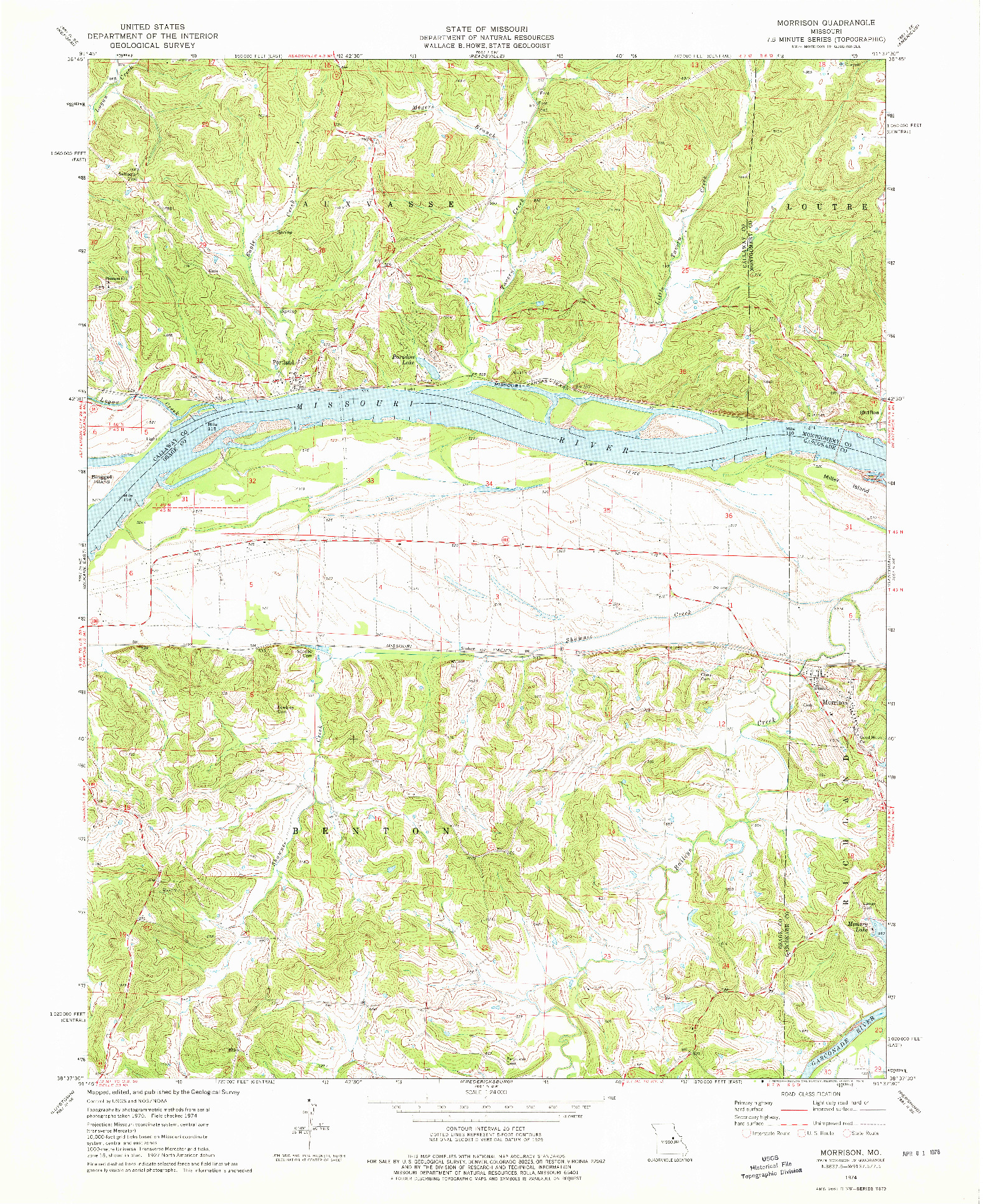 USGS 1:24000-SCALE QUADRANGLE FOR MORRISON, MO 1974