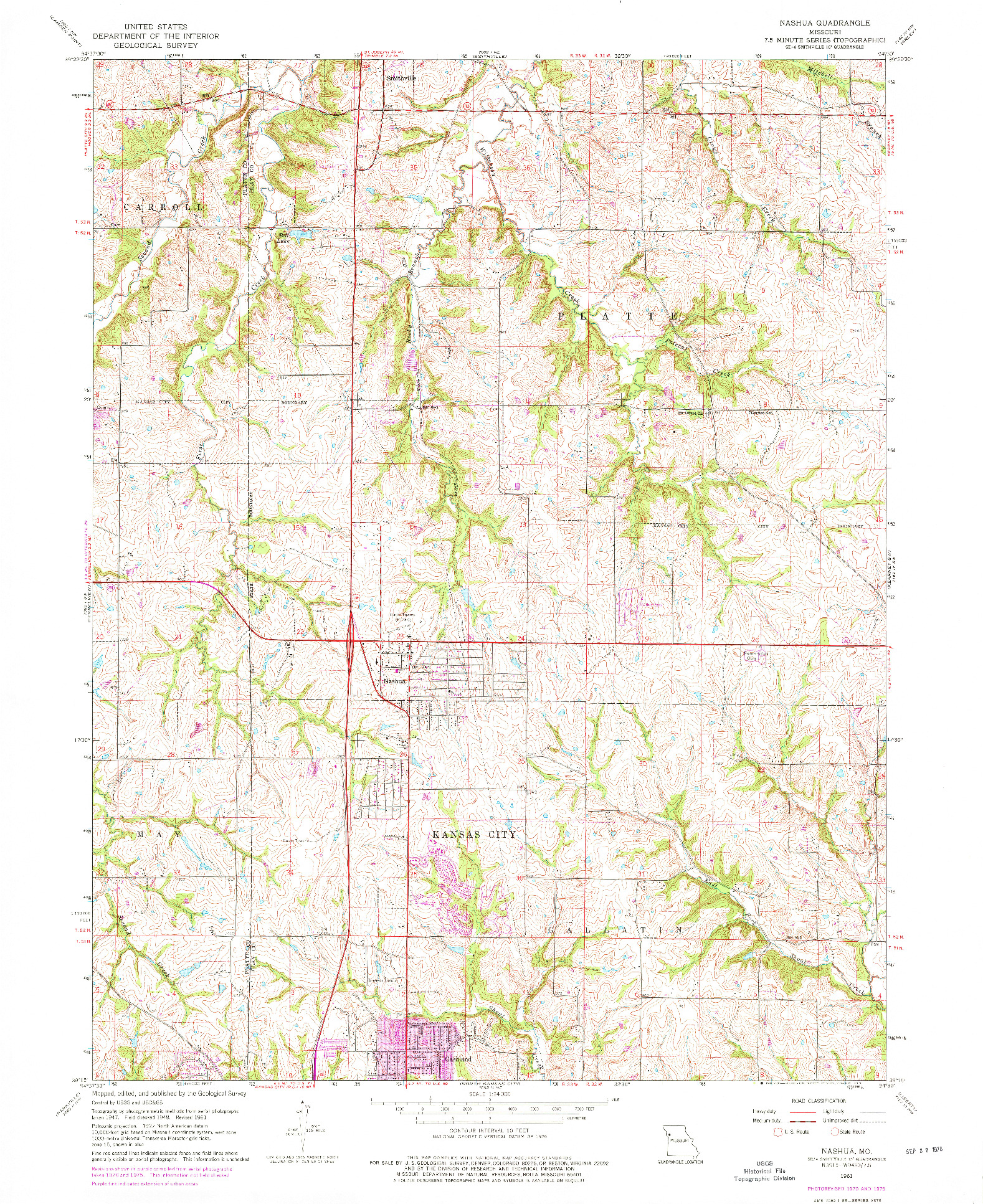 USGS 1:24000-SCALE QUADRANGLE FOR NASHUA, MO 1961