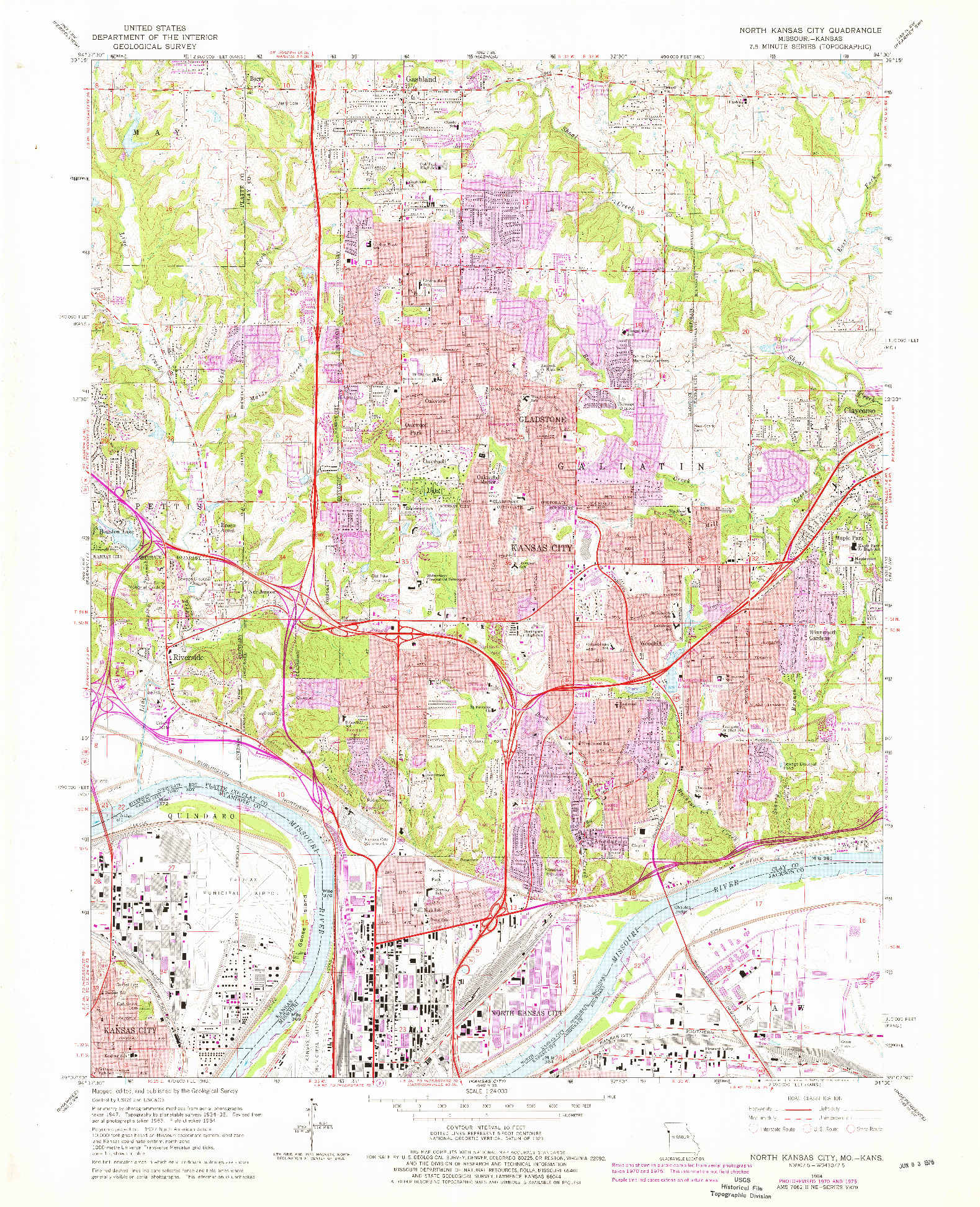 USGS 1:24000-SCALE QUADRANGLE FOR NORTH KANSAS CITY, MO 1964