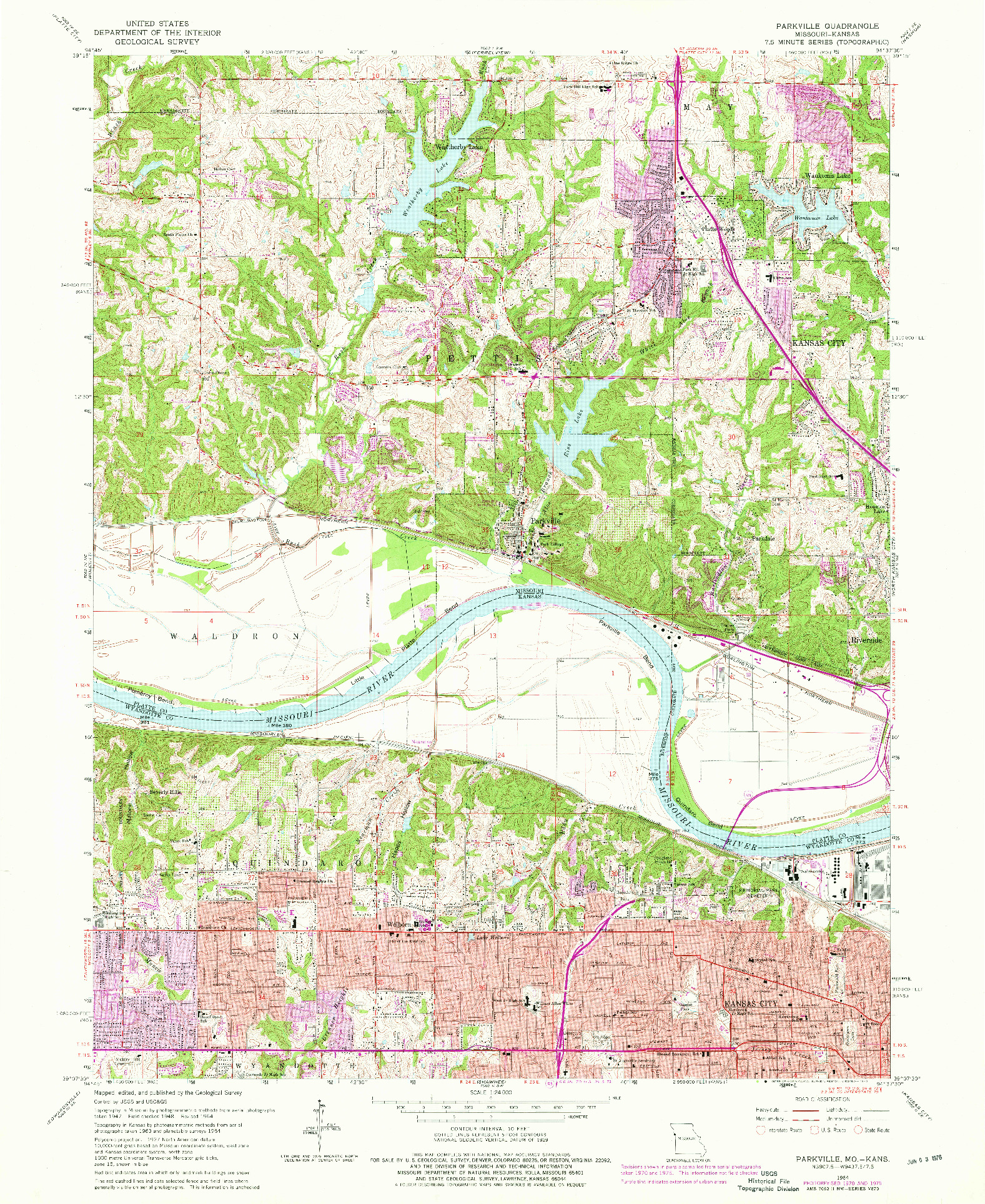 USGS 1:24000-SCALE QUADRANGLE FOR PARKVILLE, MO 1964