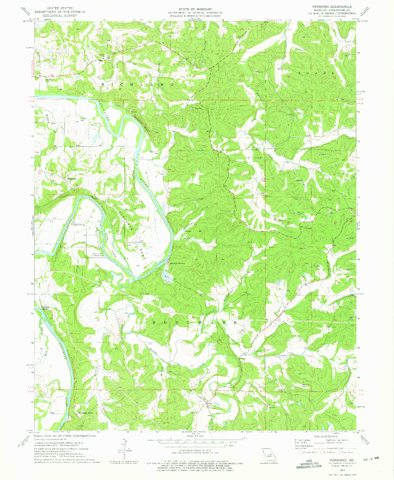 USGS 1:24000-SCALE QUADRANGLE FOR PERSHING, MO 1974