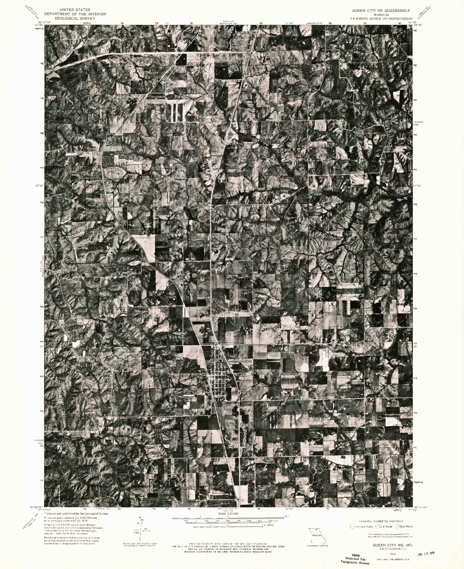 USGS 1:24000-SCALE QUADRANGLE FOR QUEEN CITY NE, MO 1974