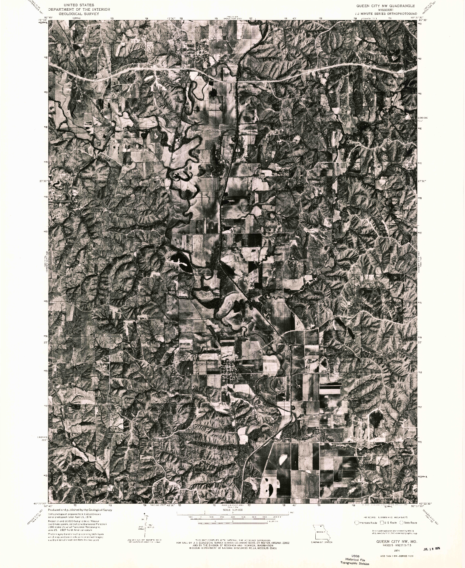 USGS 1:24000-SCALE QUADRANGLE FOR QUEEN CITY NW, MO 1974