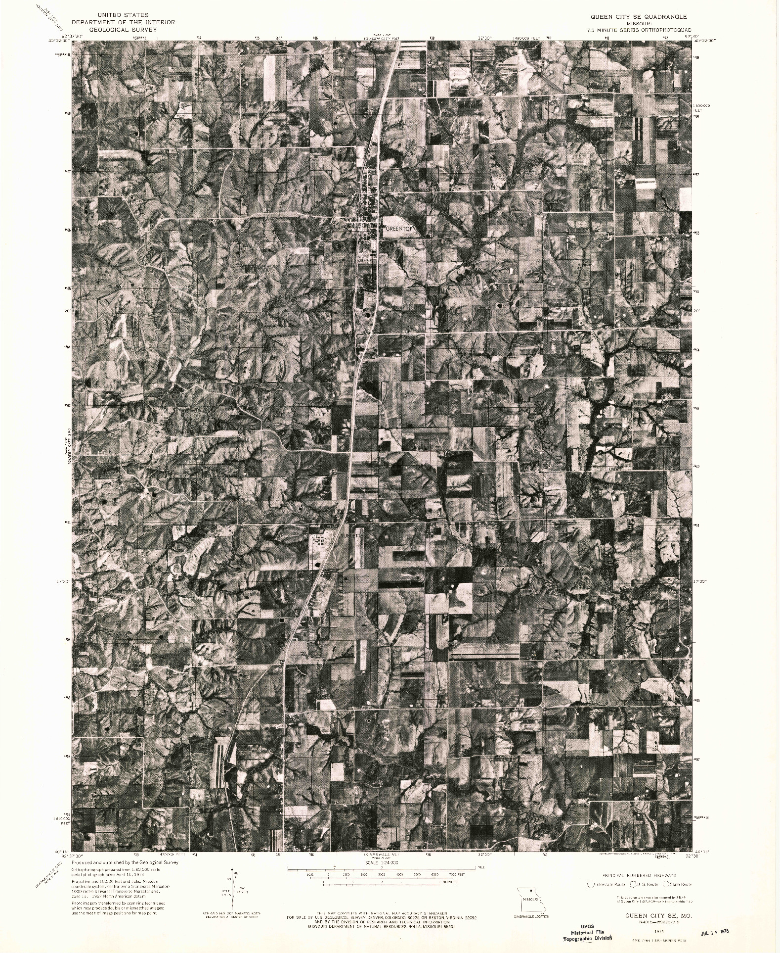 USGS 1:24000-SCALE QUADRANGLE FOR QUEEN CITY SE, MO 1974