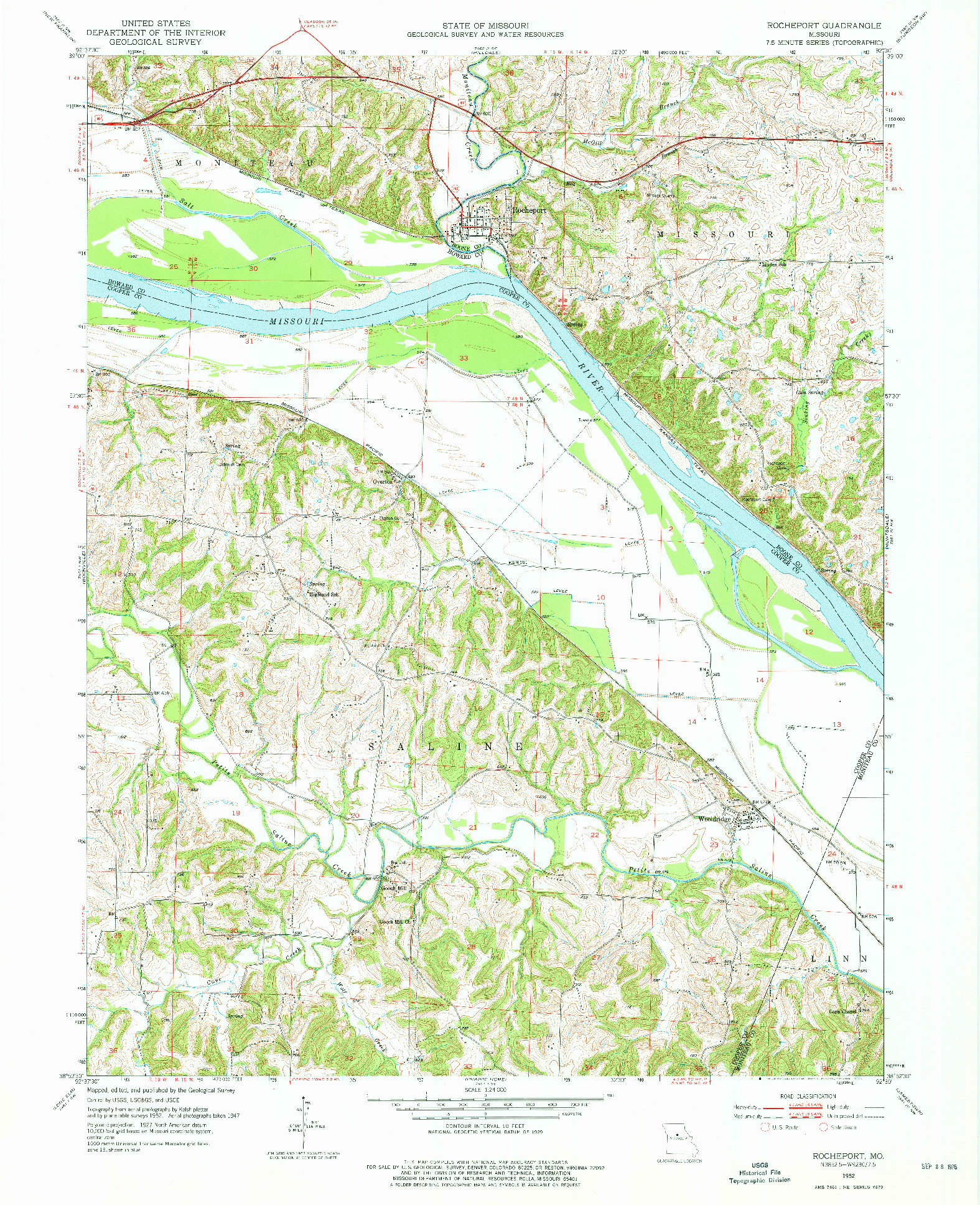 USGS 1:24000-SCALE QUADRANGLE FOR ROCHEPORT, MO 1952
