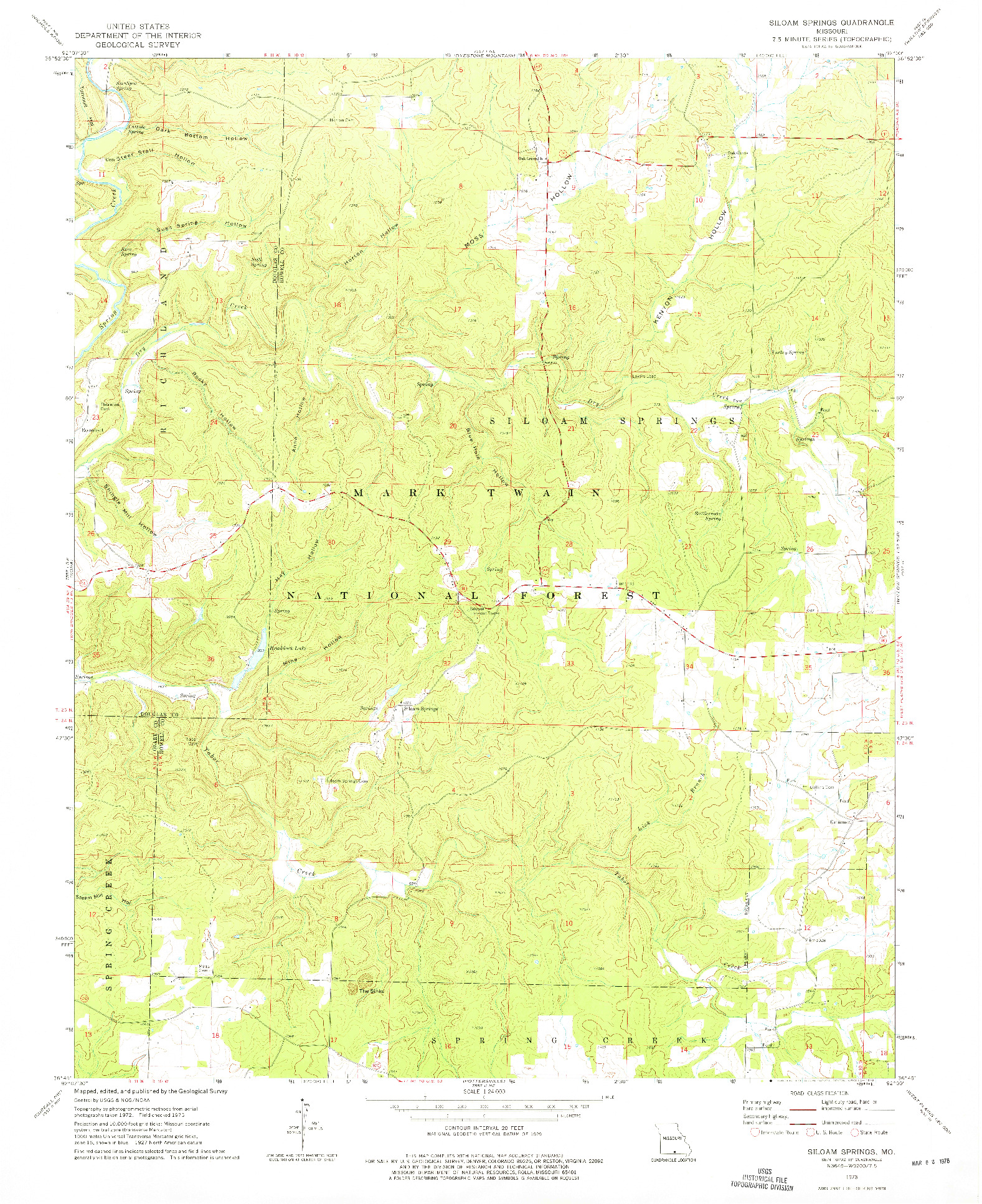 USGS 1:24000-SCALE QUADRANGLE FOR SILOAM SPRINGS, MO 1973