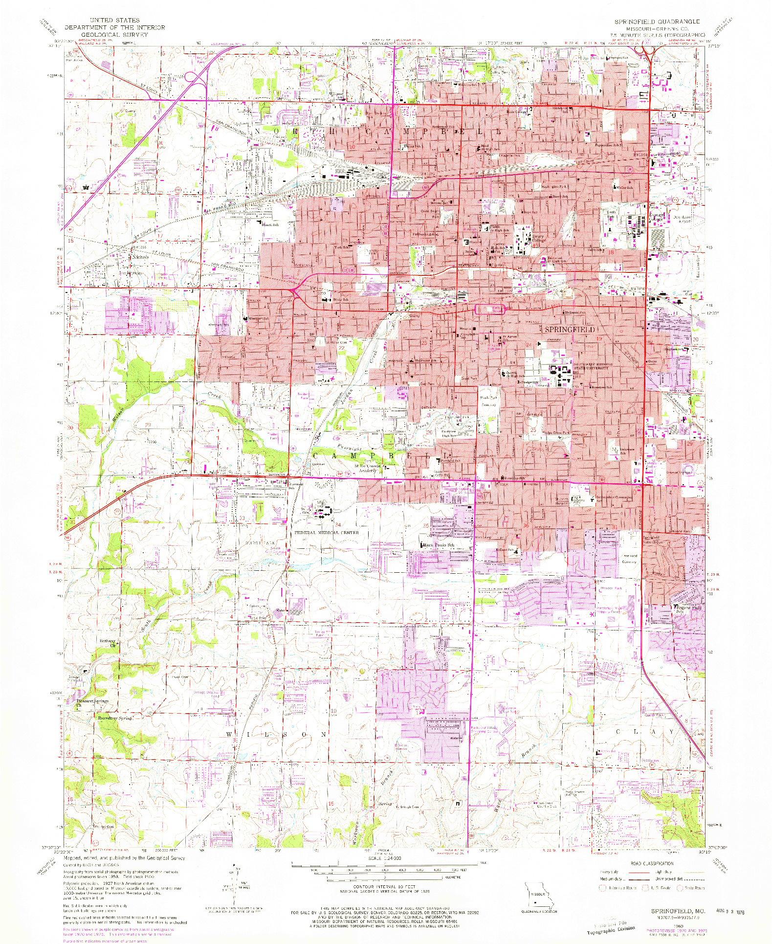 USGS 1:24000-SCALE QUADRANGLE FOR SPRINGFIELD, MO 1960