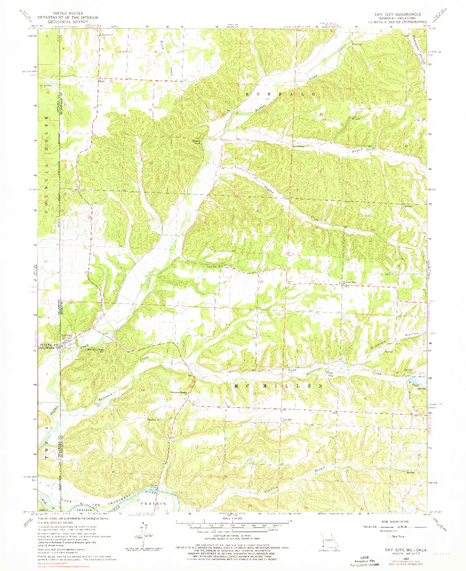 USGS 1:24000-SCALE QUADRANGLE FOR TIFF CITY, MO 1965