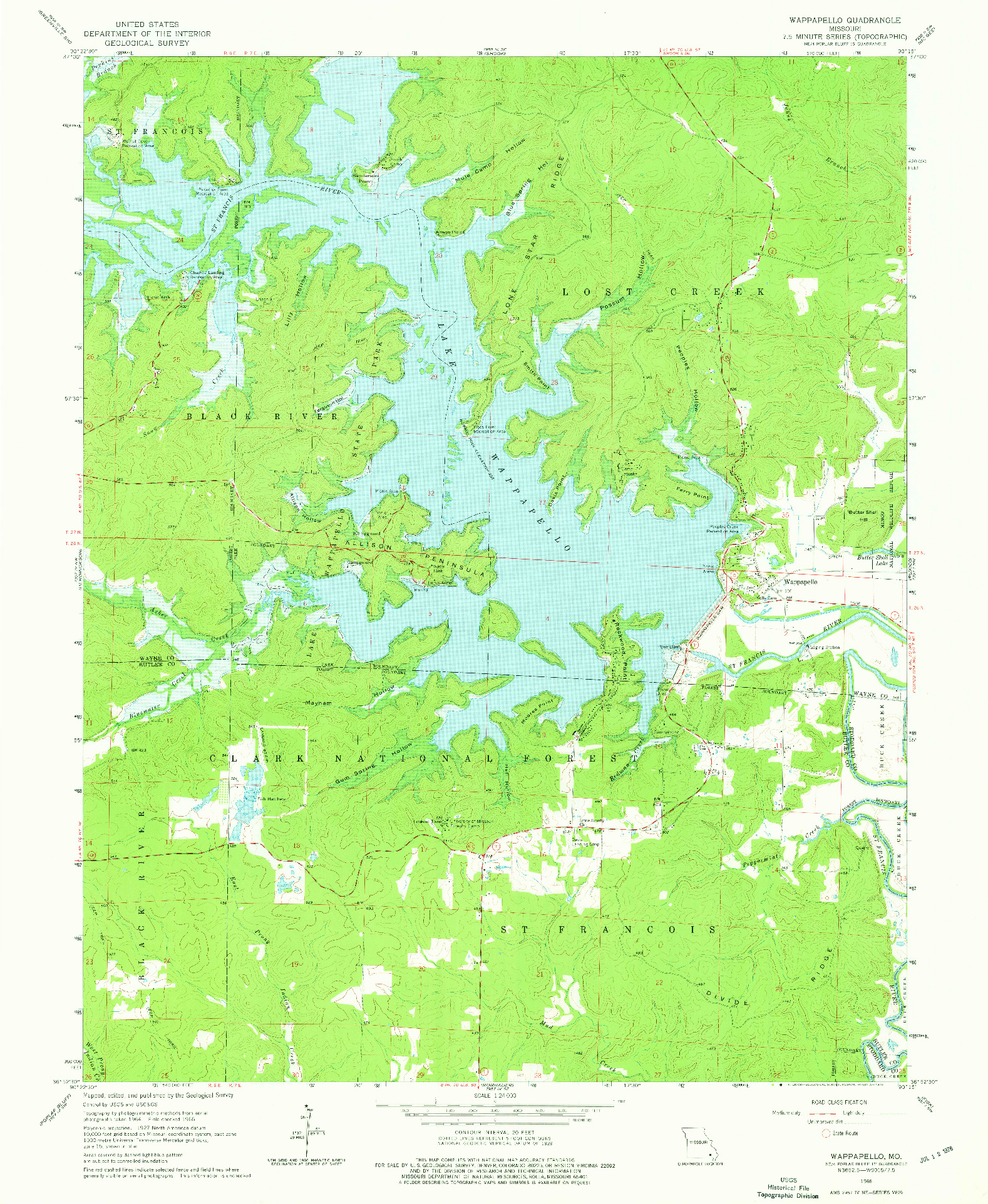 USGS 1:24000-SCALE QUADRANGLE FOR WAPPAPELLO, MO 1966