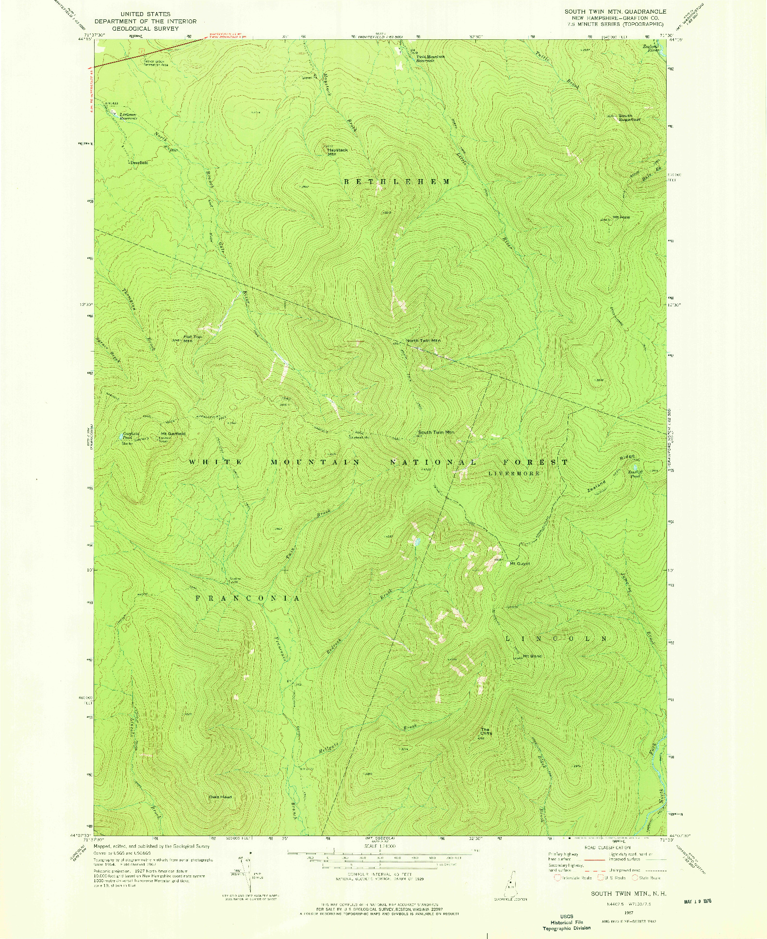 USGS 1:24000-SCALE QUADRANGLE FOR SOUTH TWIN MTN, NH 1967