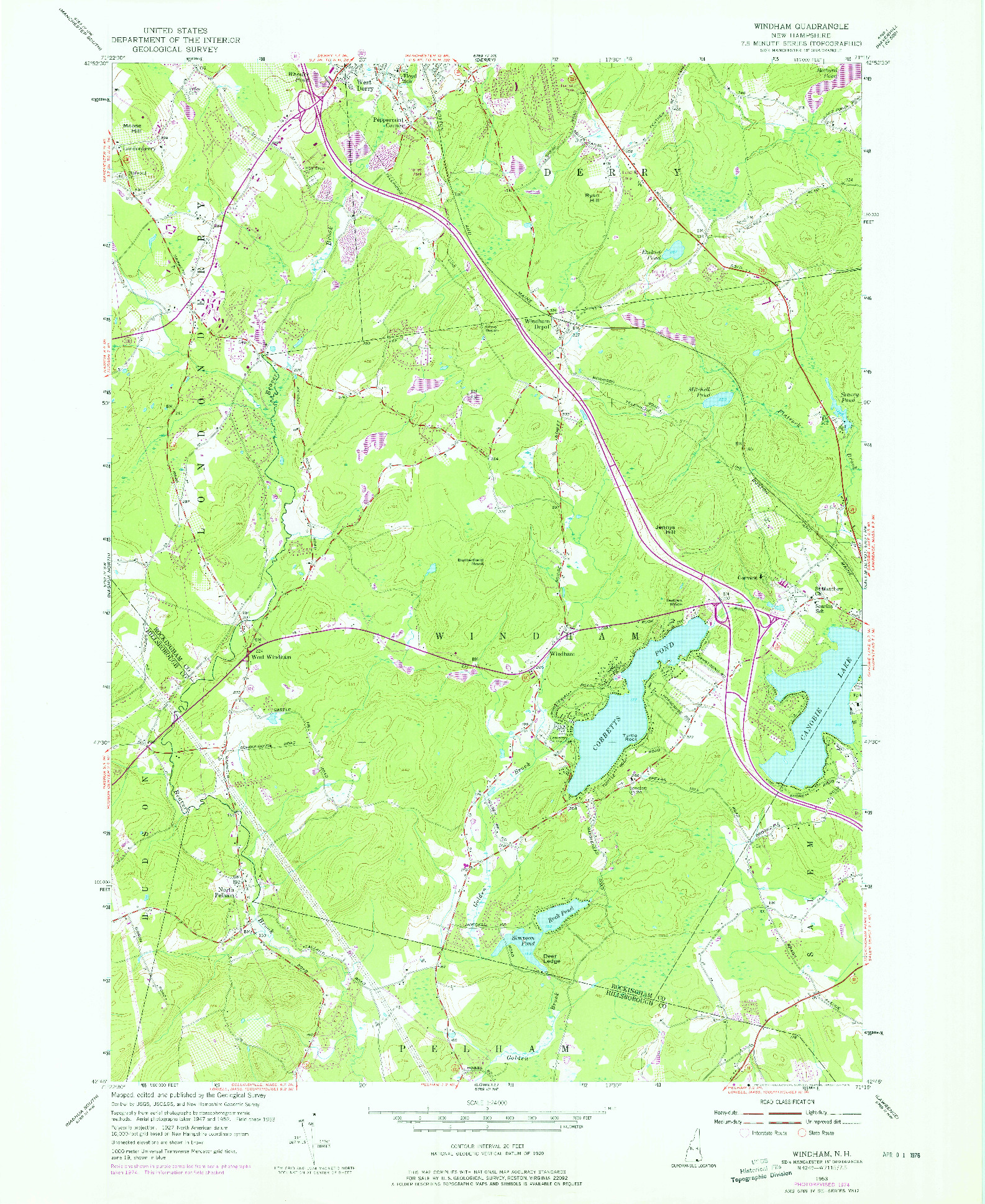 USGS 1:24000-SCALE QUADRANGLE FOR WINDHAM, NH 1953