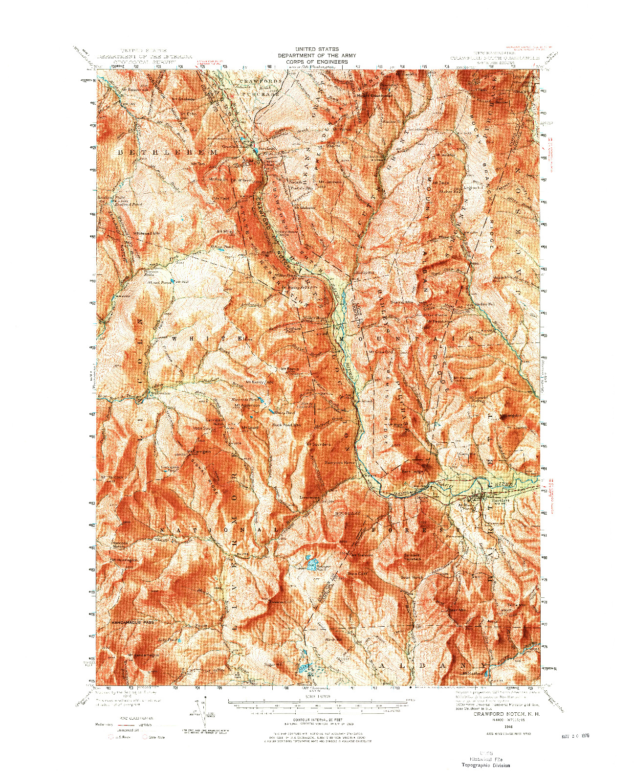 USGS 1:62500-SCALE QUADRANGLE FOR CRAWFORD NOTCH, NH 1946