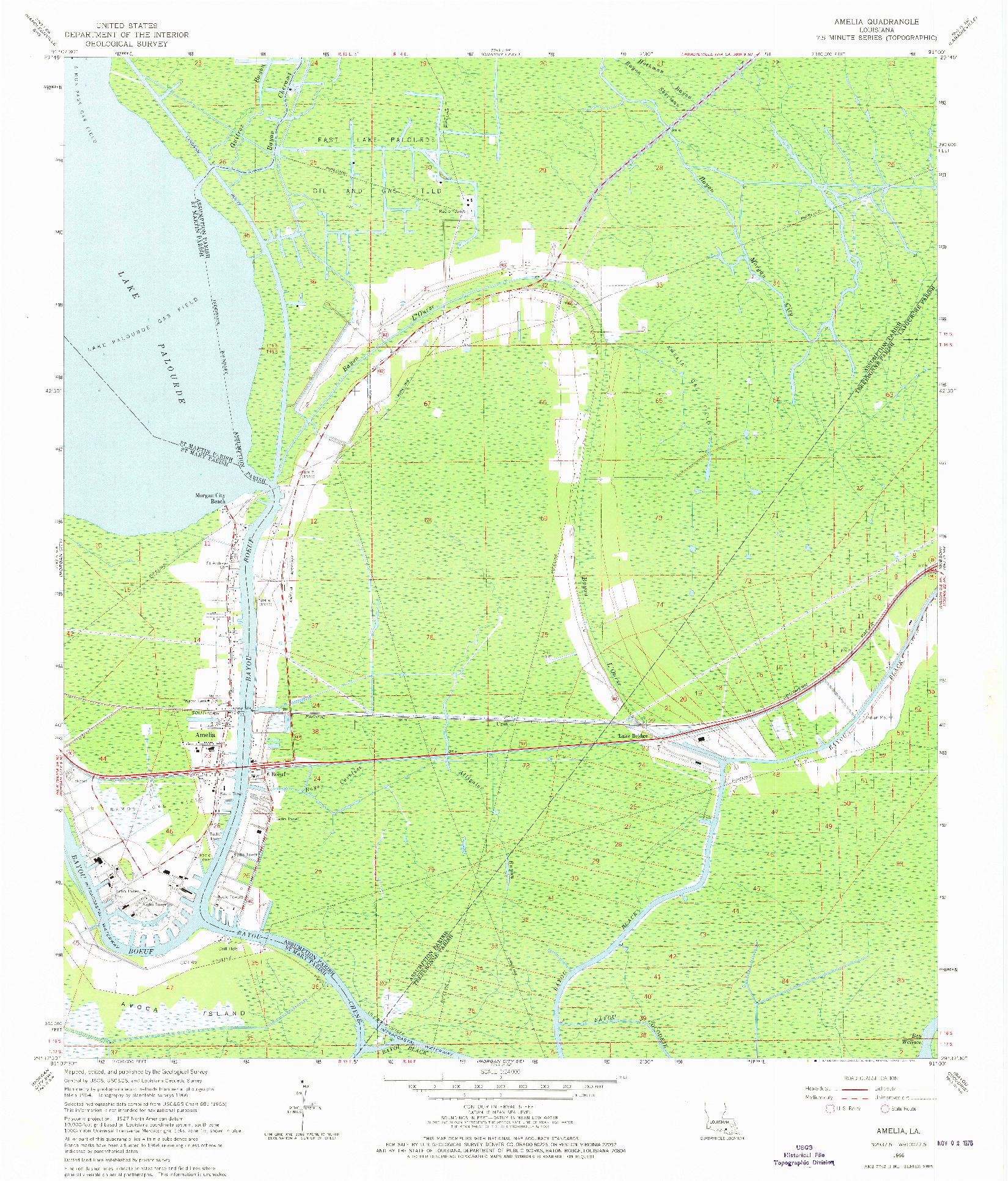 USGS 1:24000-SCALE QUADRANGLE FOR AMELIA, LA 1966