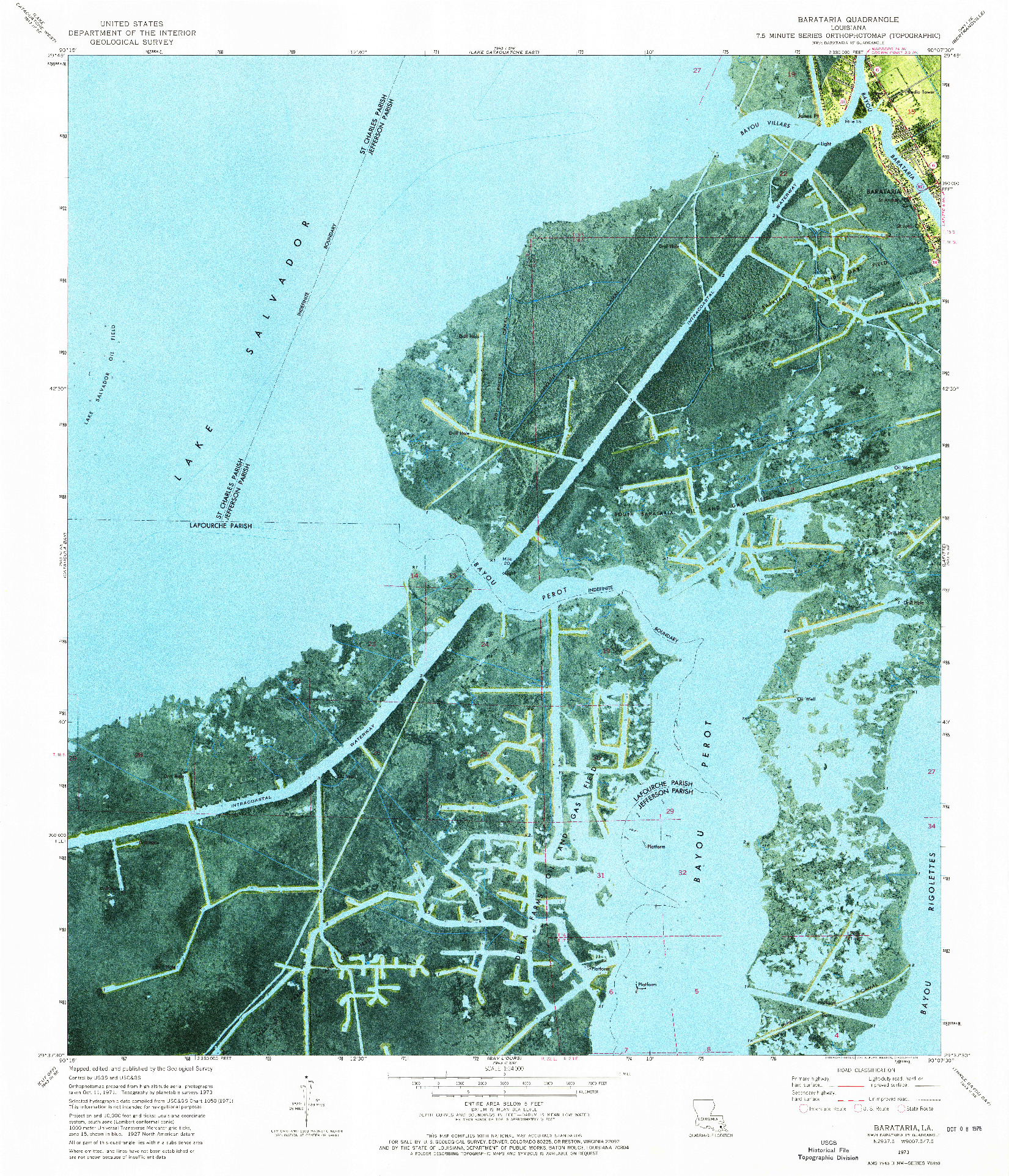 USGS 1:24000-SCALE QUADRANGLE FOR BARATARIA, LA 1973
