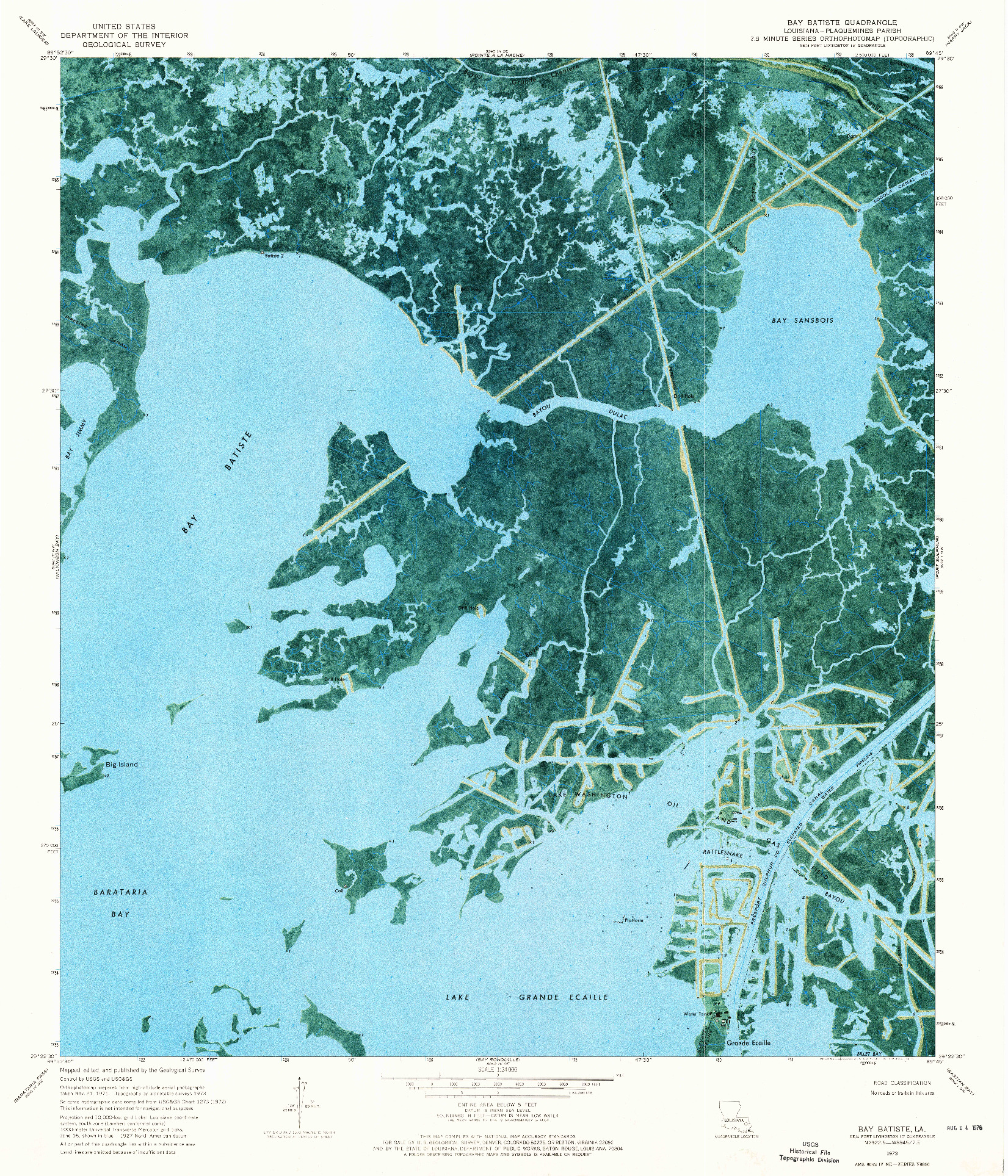 USGS 1:24000-SCALE QUADRANGLE FOR BAY BATISTE, LA 1973