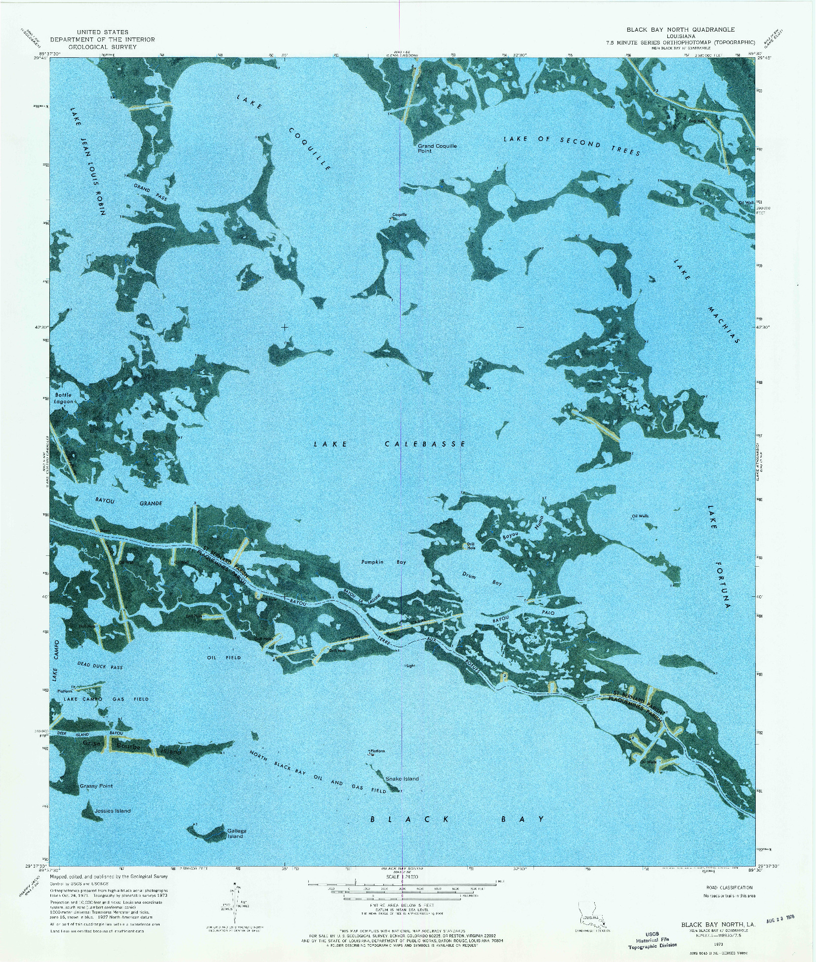 USGS 1:24000-SCALE QUADRANGLE FOR BLACK BAY NORTH, LA 1973