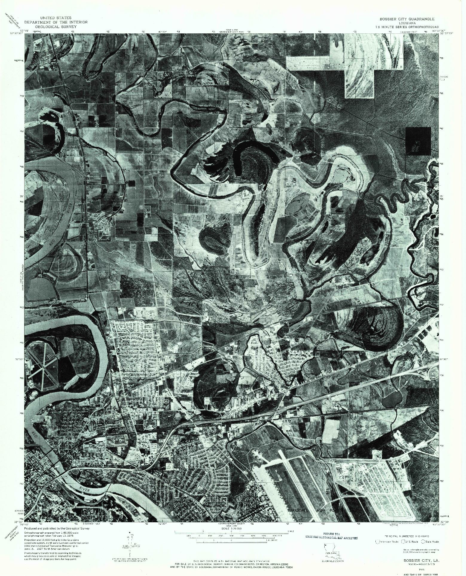 USGS 1:24000-SCALE QUADRANGLE FOR BOSSIER CITY, LA 1975