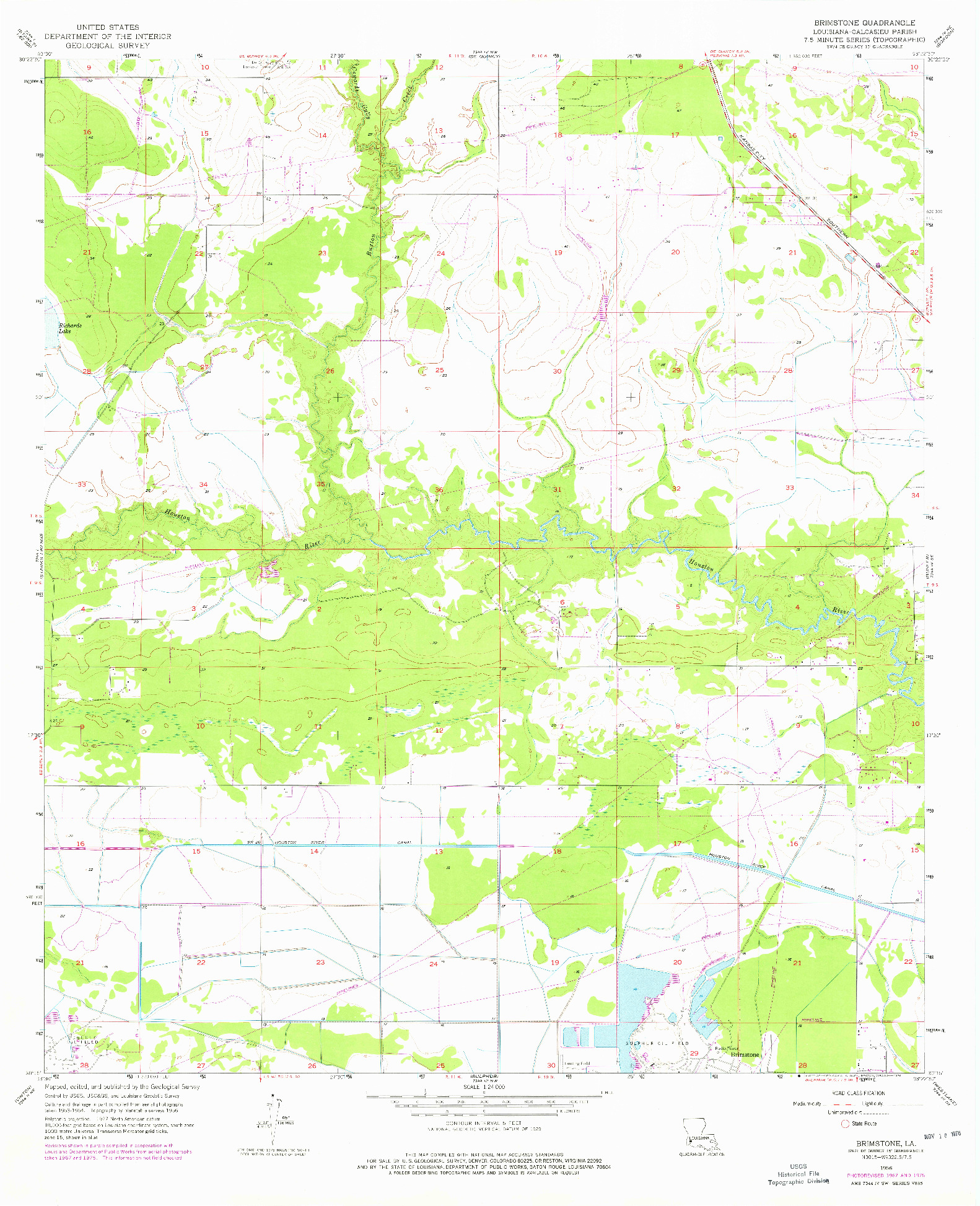 USGS 1:24000-SCALE QUADRANGLE FOR BRIMSTONE, LA 1956