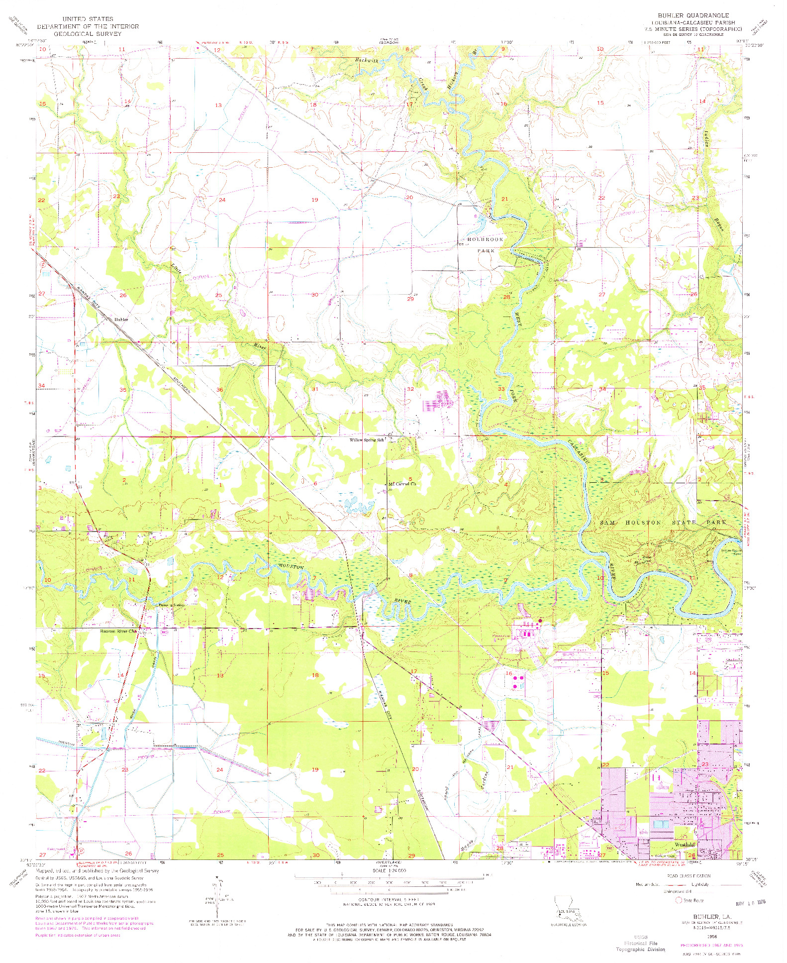 USGS 1:24000-SCALE QUADRANGLE FOR BUHLER, LA 1956