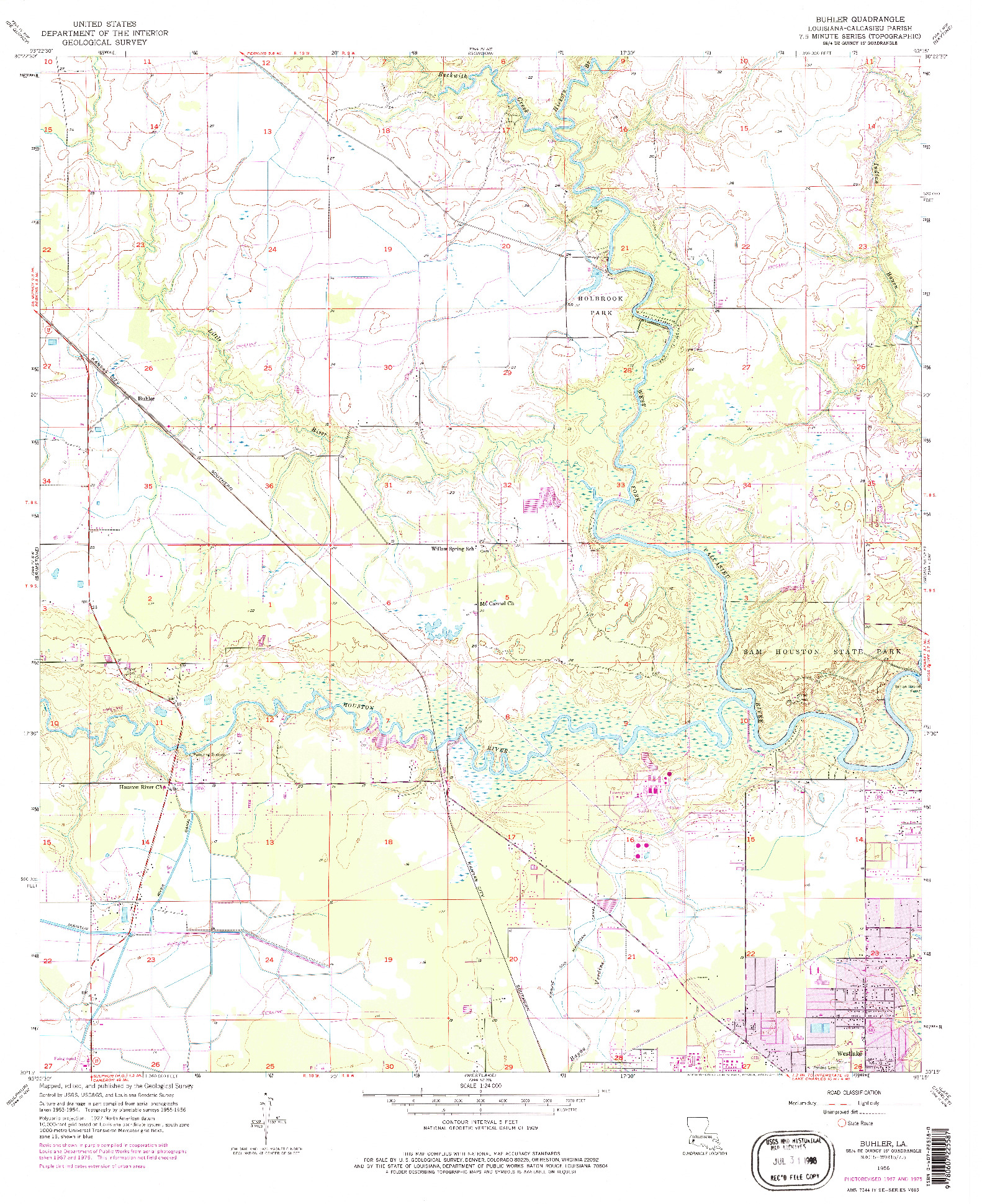 USGS 1:24000-SCALE QUADRANGLE FOR BUHLER, LA 1956