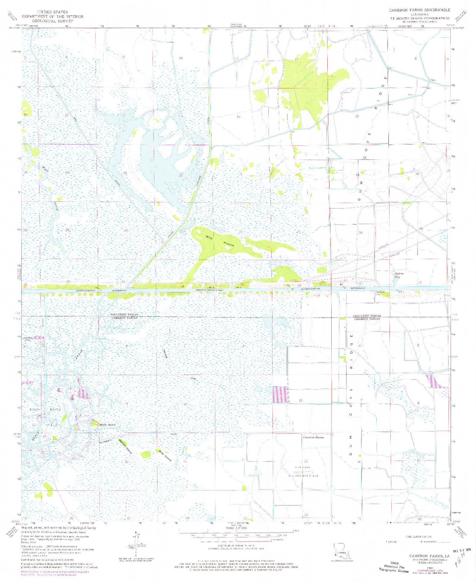 USGS 1:24000-SCALE QUADRANGLE FOR CAMERON FARMS, LA 1960