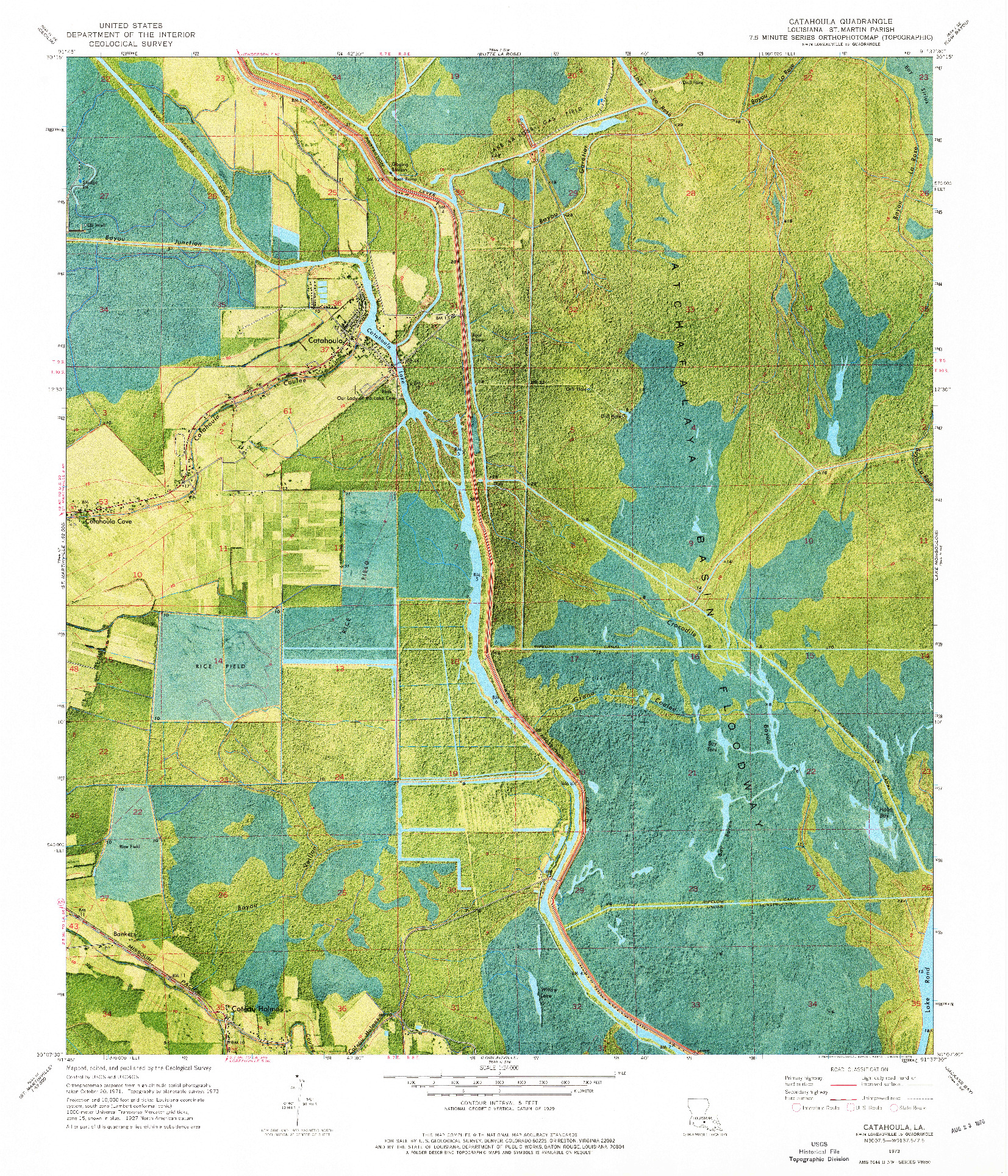 USGS 1:24000-SCALE QUADRANGLE FOR CATAHOULA, LA 1973