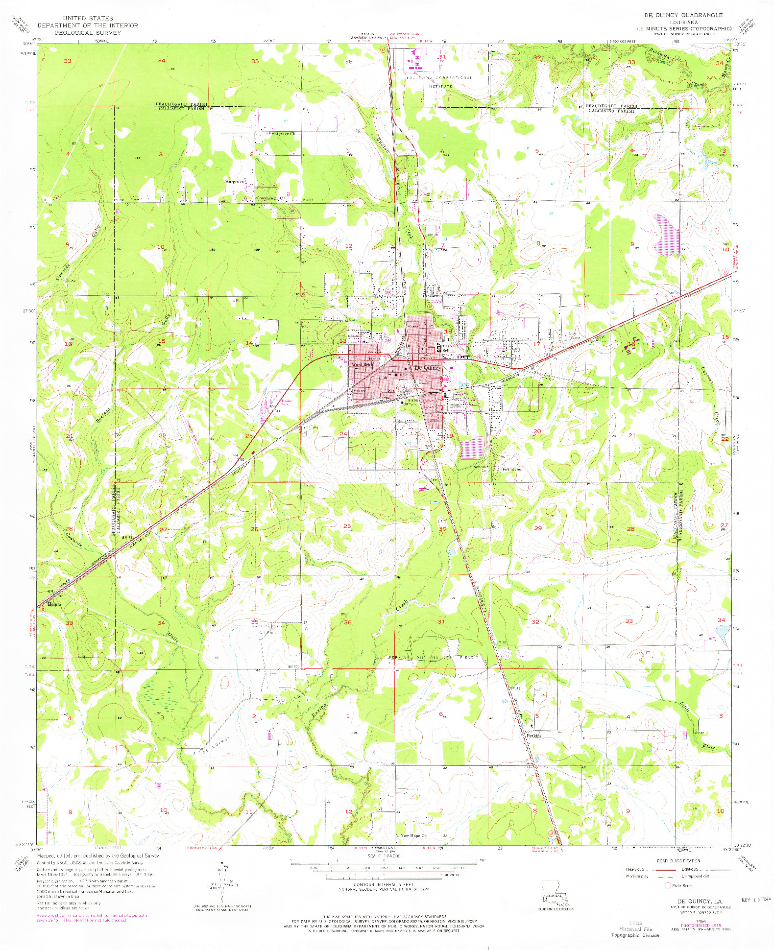 USGS 1:24000-SCALE QUADRANGLE FOR DE QUINCY, LA 1956