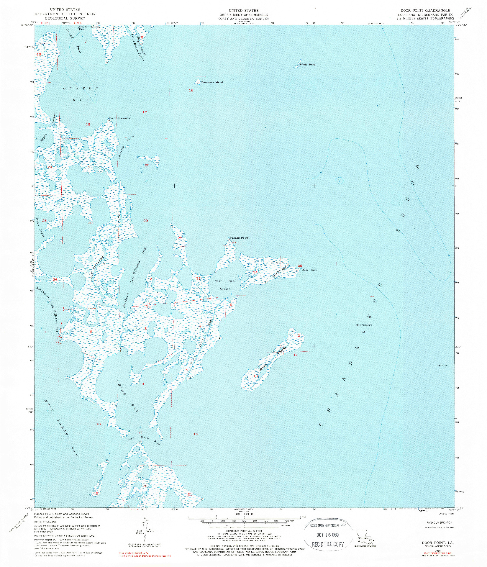 USGS 1:24000-SCALE QUADRANGLE FOR DOOR POINT, LA 1955