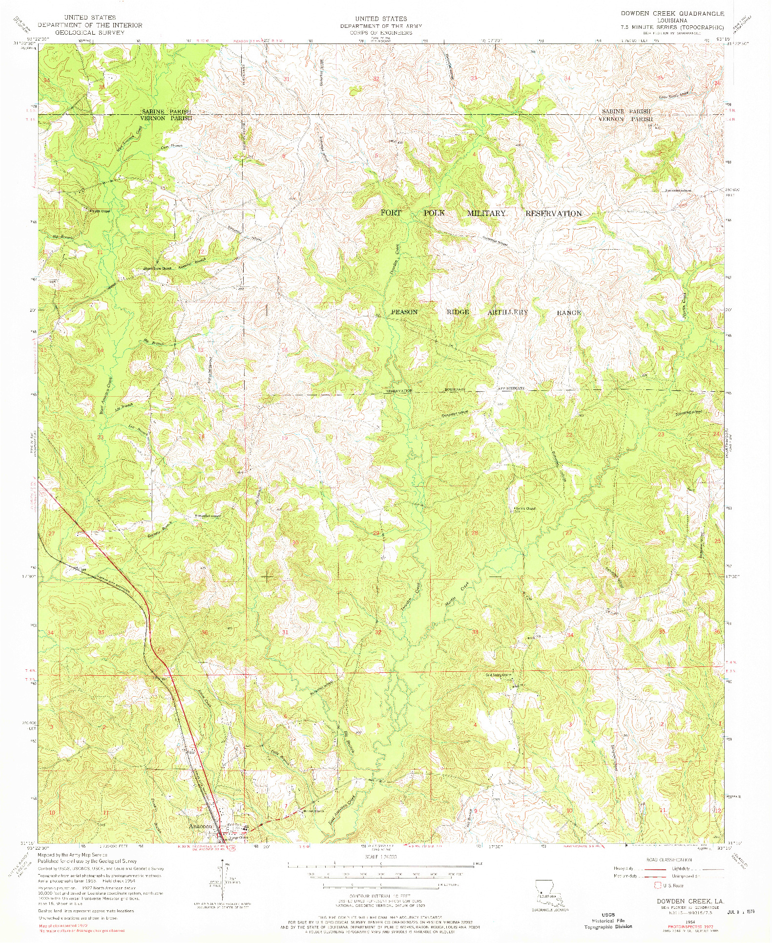 USGS 1:24000-SCALE QUADRANGLE FOR DOWDEN CREEK, LA 1954