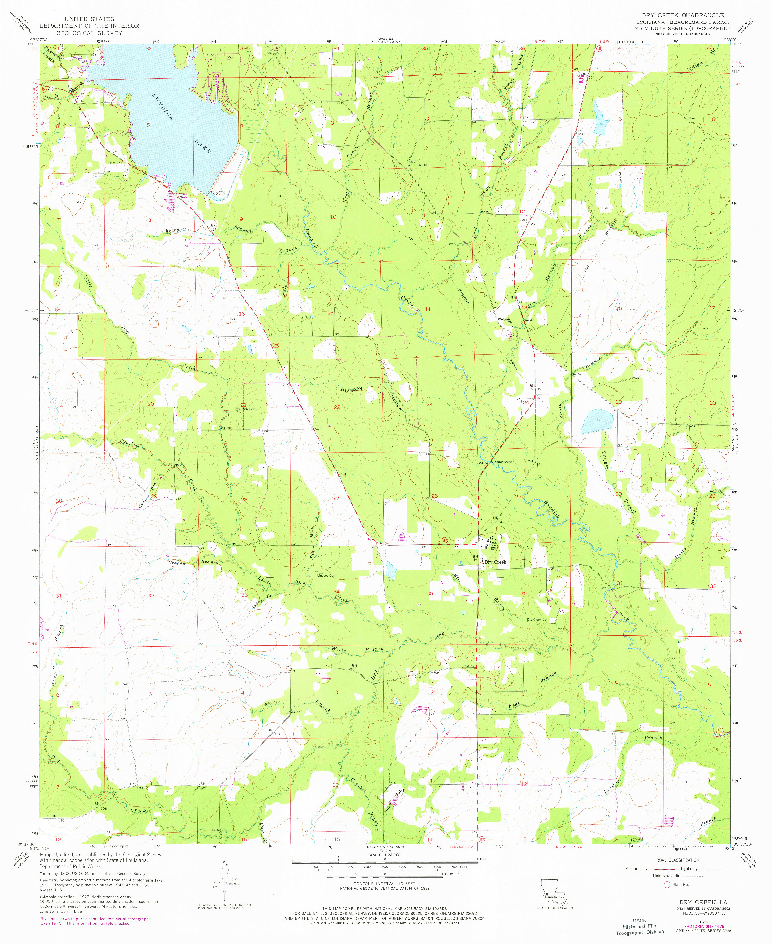 USGS 1:24000-SCALE QUADRANGLE FOR DRY CREEK, LA 1961