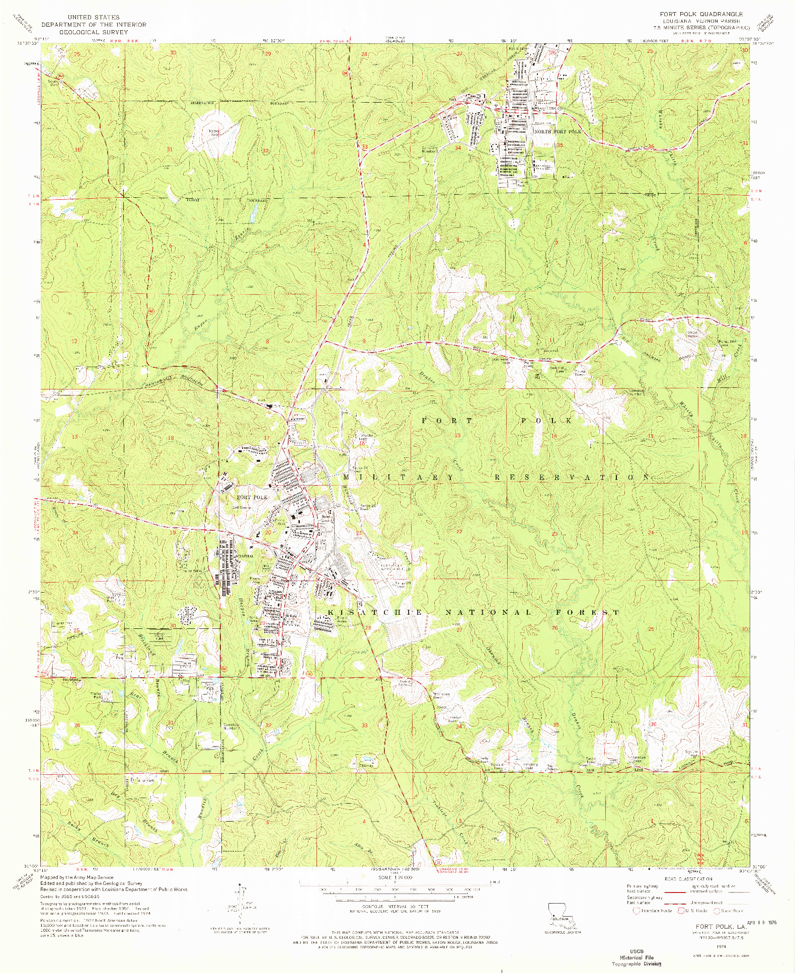 USGS 1:24000-SCALE QUADRANGLE FOR FORT POLK, LA 1974