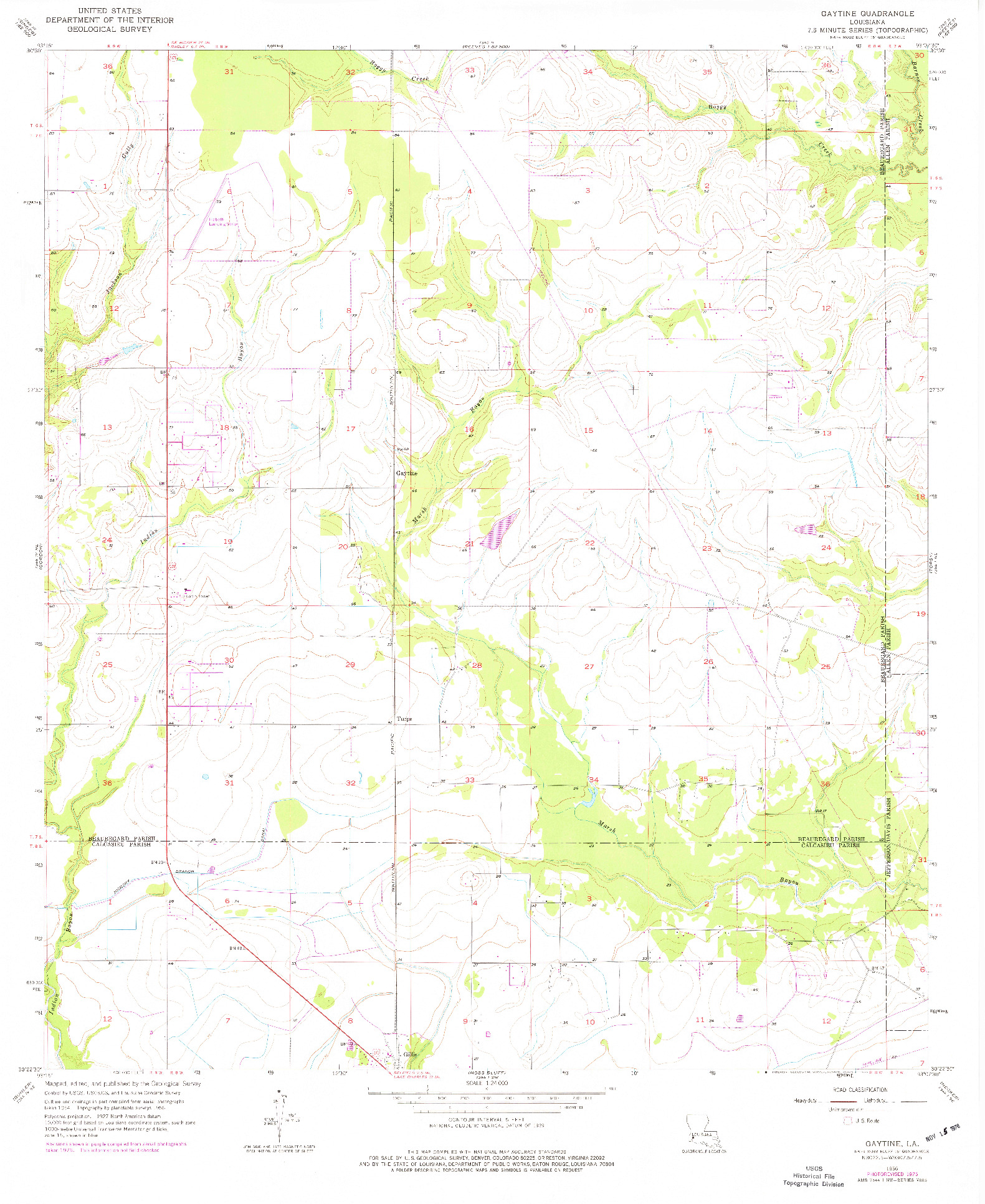 USGS 1:24000-SCALE QUADRANGLE FOR GAYTINE, LA 1956
