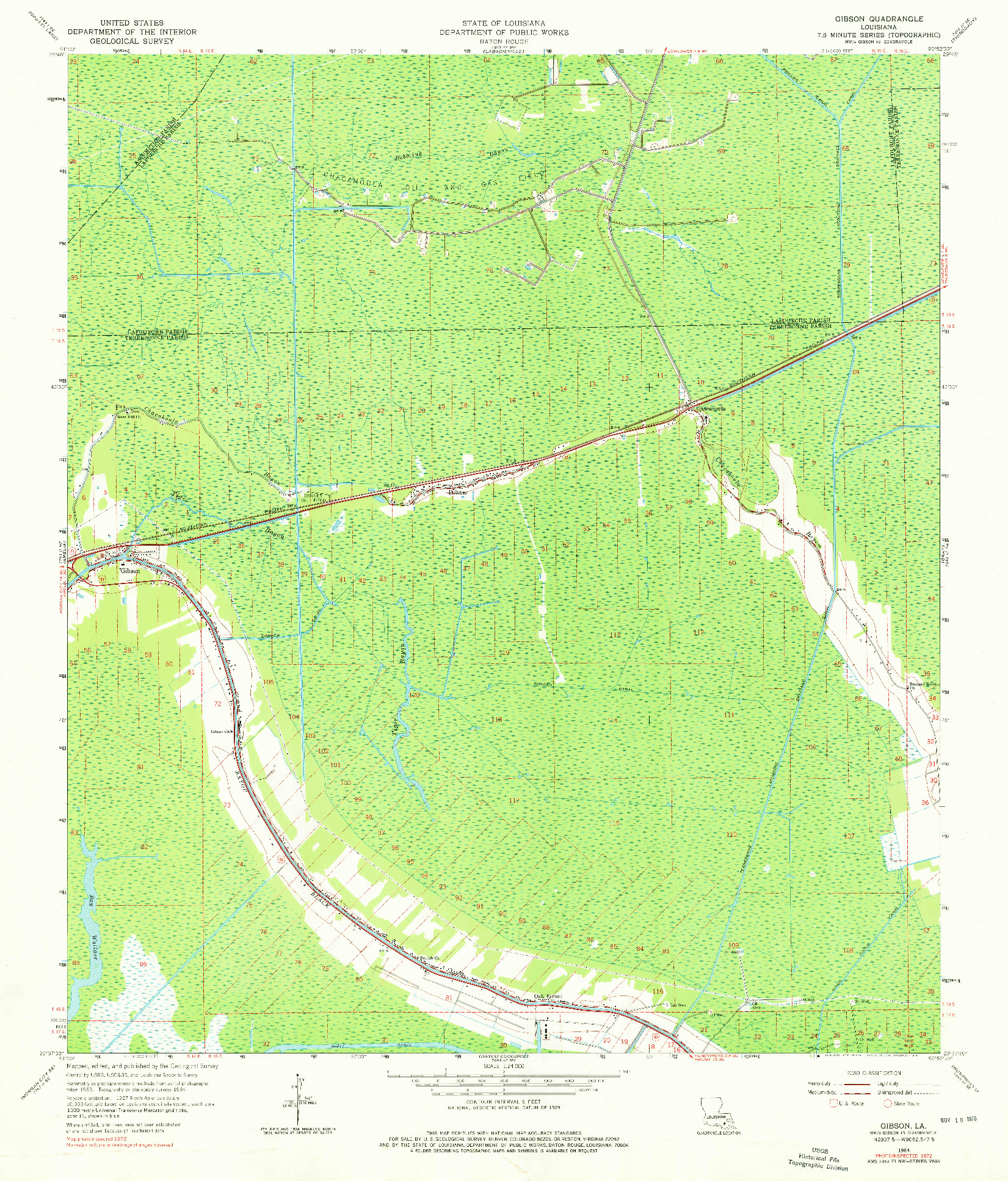 USGS 1:24000-SCALE QUADRANGLE FOR GIBSON, LA 1964