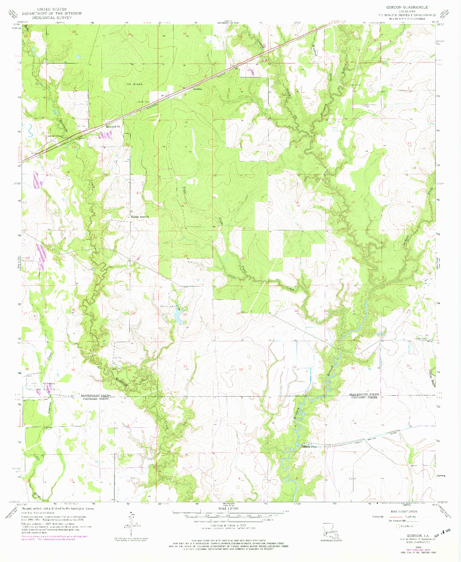 USGS 1:24000-SCALE QUADRANGLE FOR GORDON, LA 1956