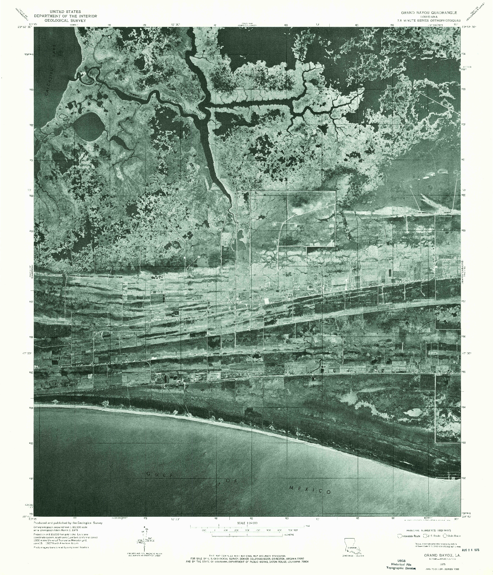 USGS 1:24000-SCALE QUADRANGLE FOR GRAND BAYOU, LA 1975