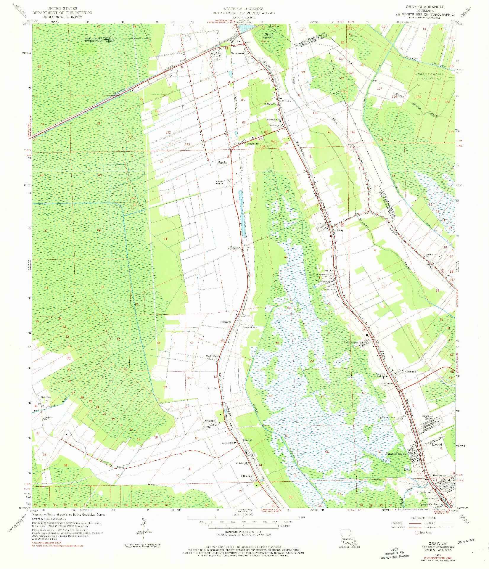 USGS 1:24000-SCALE QUADRANGLE FOR GRAY, LA 1963