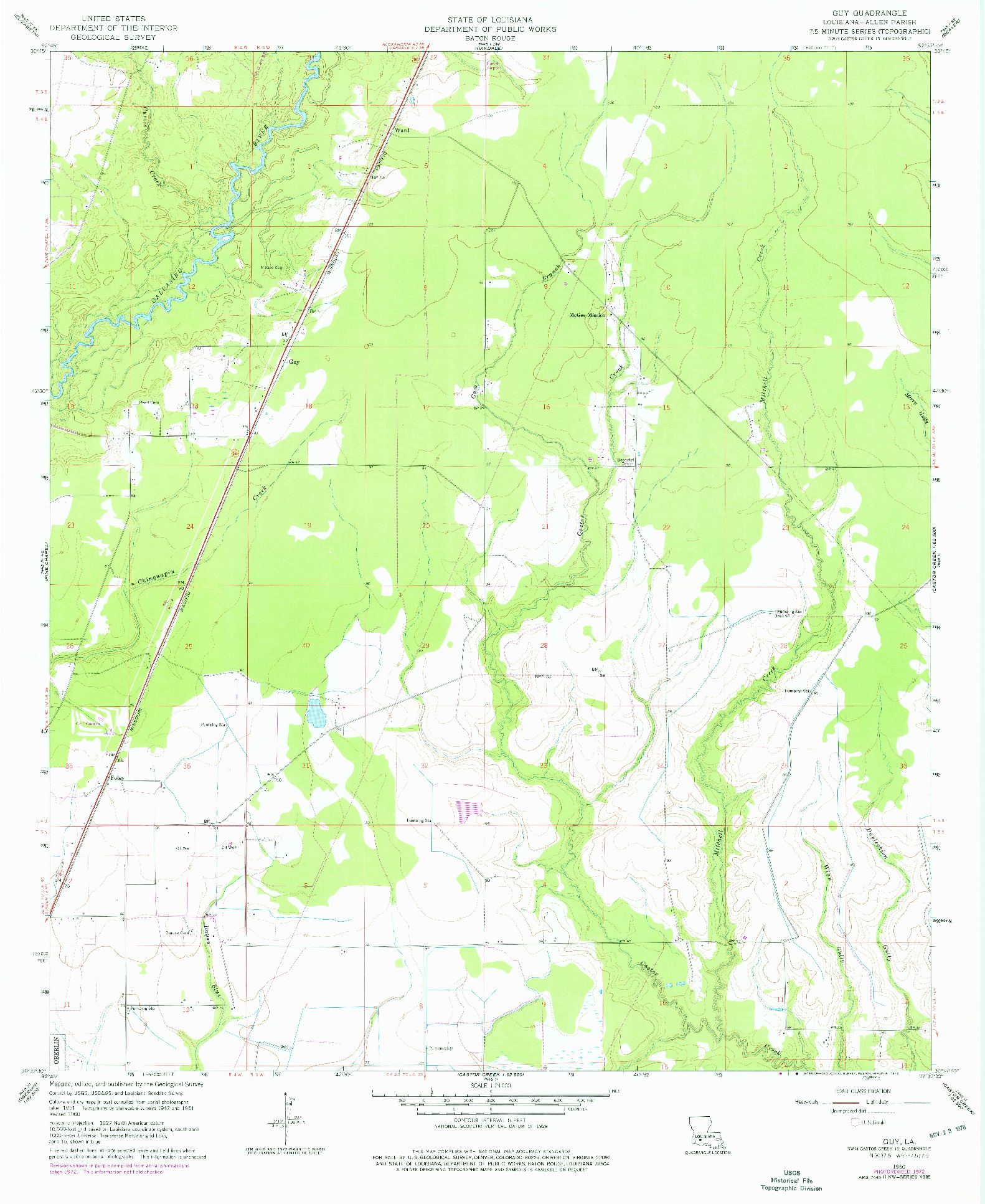 USGS 1:24000-SCALE QUADRANGLE FOR GUY, LA 1960