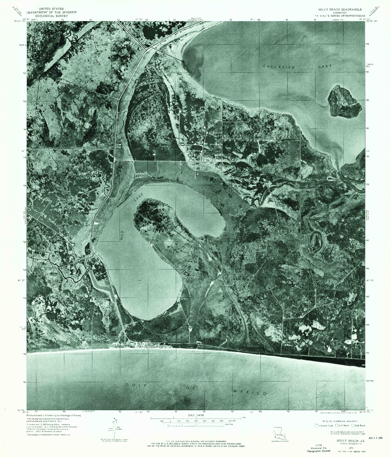 USGS 1:24000-SCALE QUADRANGLE FOR HOLLY BEACH, LA 1975