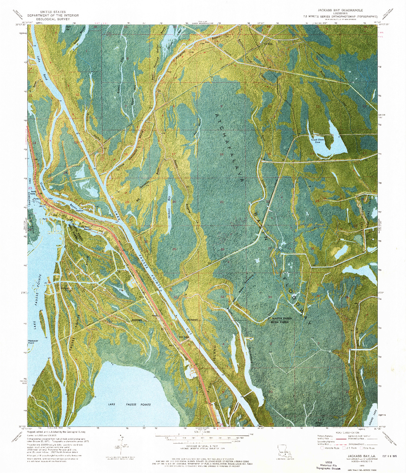 USGS 1:24000-SCALE QUADRANGLE FOR JACKASS BAY, LA 1973