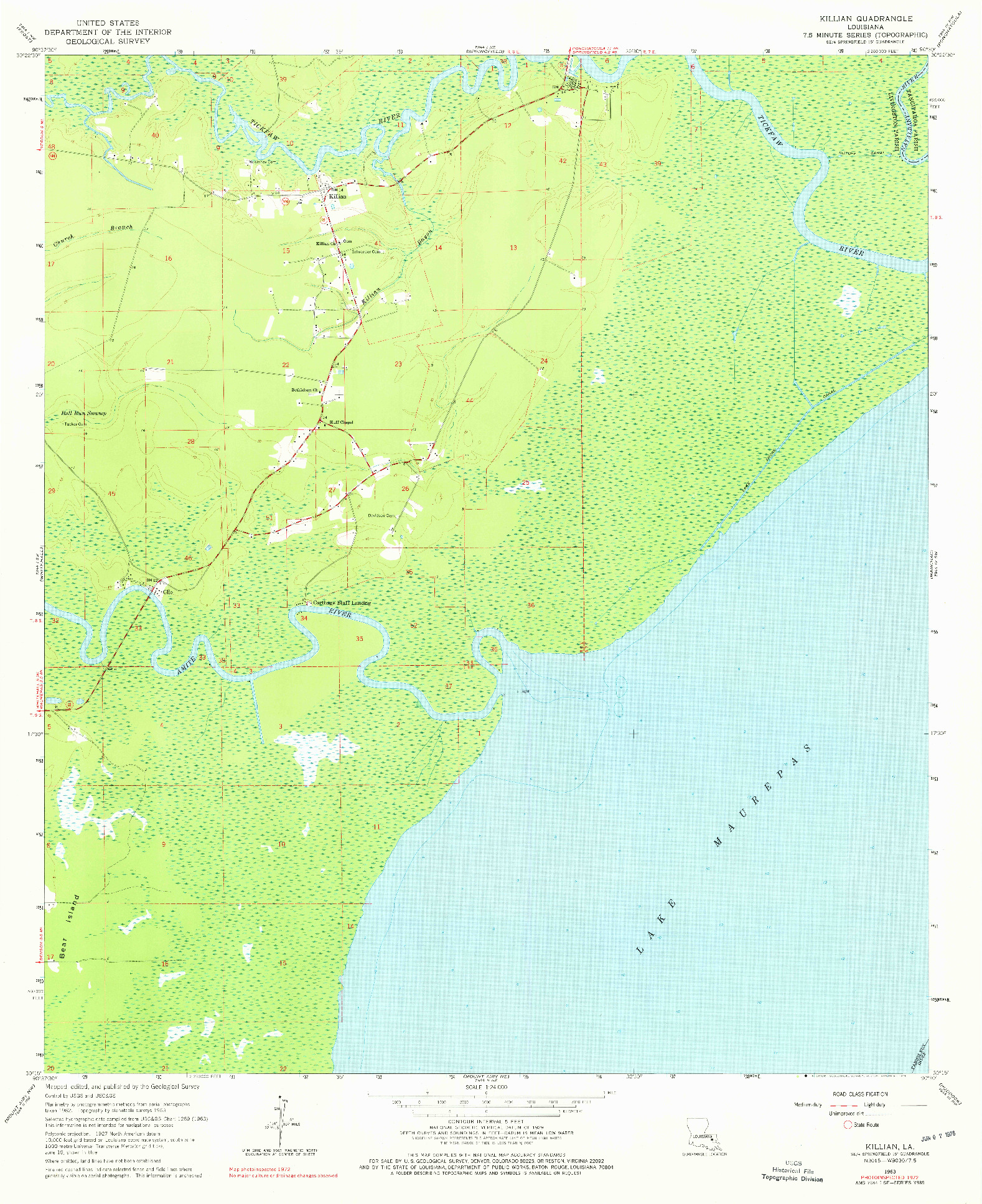 USGS 1:24000-SCALE QUADRANGLE FOR KILLIAN, LA 1963