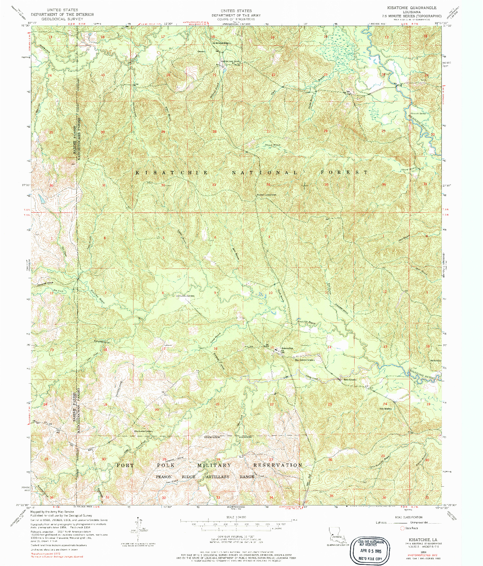 USGS 1:24000-SCALE QUADRANGLE FOR KISATCHIE, LA 1954
