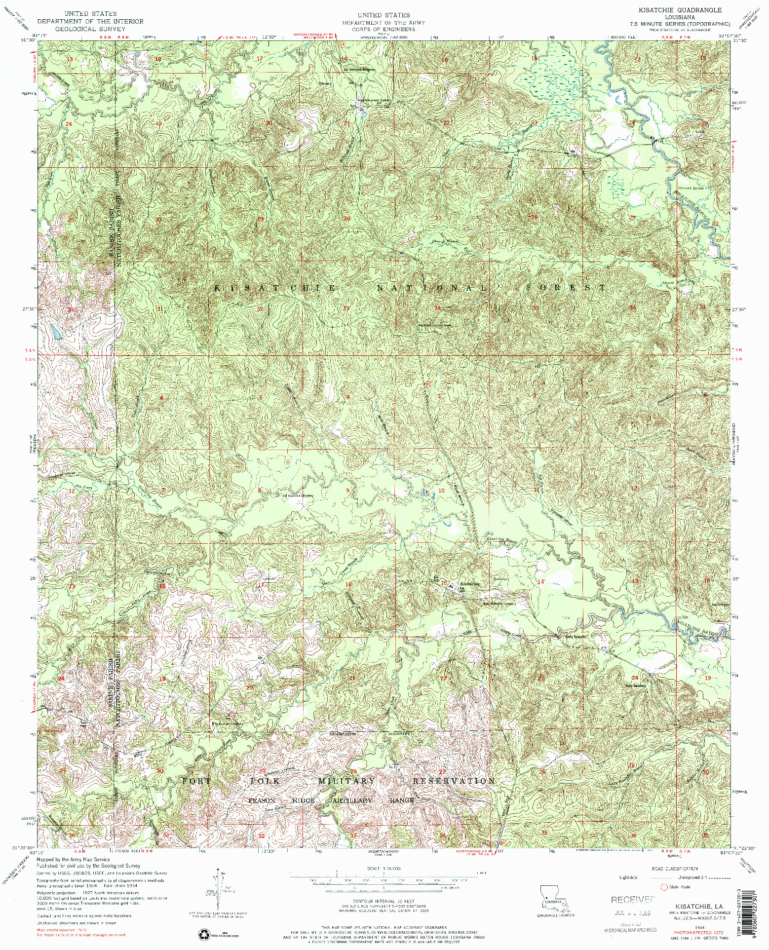 USGS 1:24000-SCALE QUADRANGLE FOR KISATCHIE, LA 1954