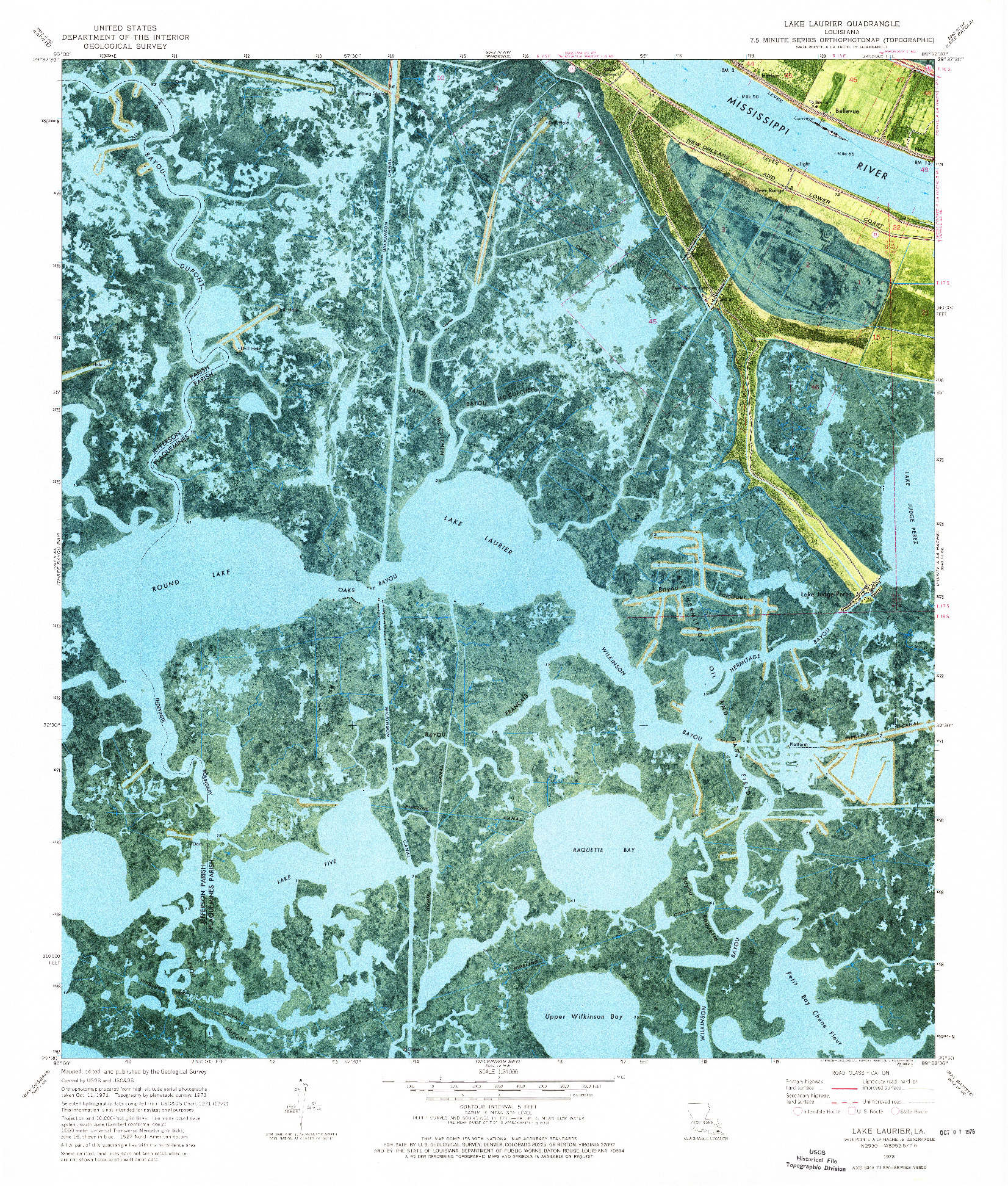 USGS 1:24000-SCALE QUADRANGLE FOR LAKE LAURIER, LA 1973