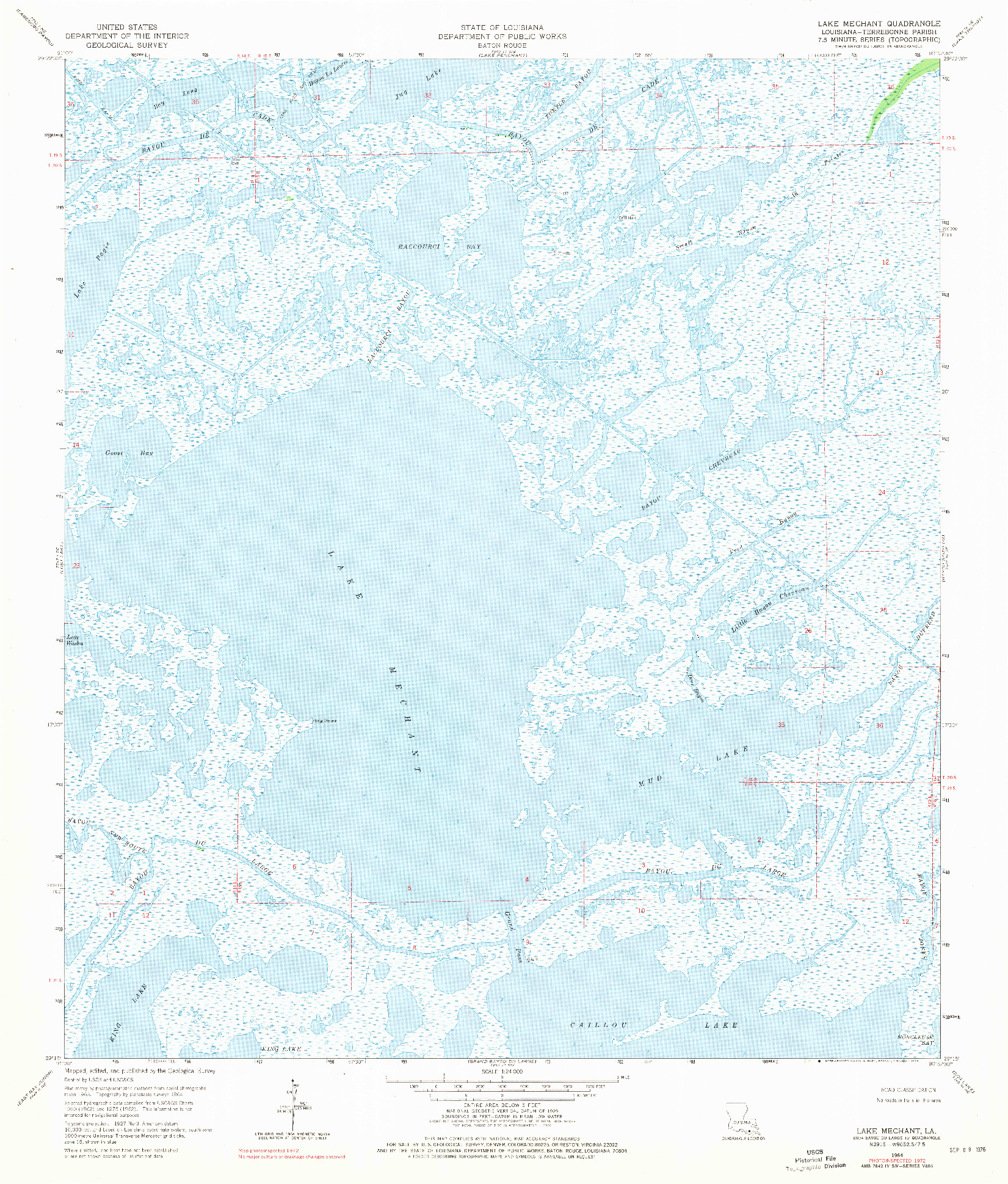 USGS 1:24000-SCALE QUADRANGLE FOR LAKE MECHANT, LA 1964